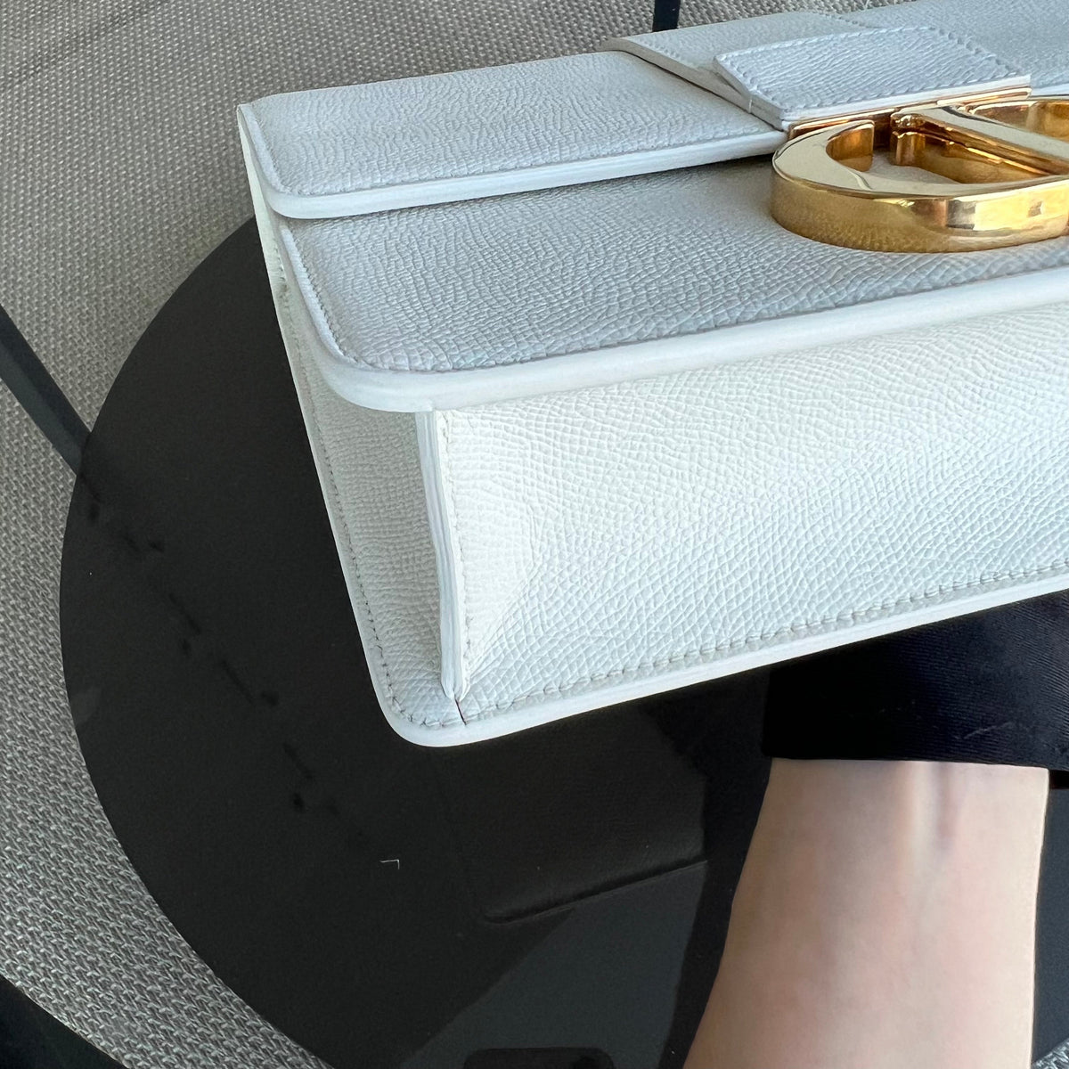 Montaigne 30 Grained Calfskin White Golden Hardware