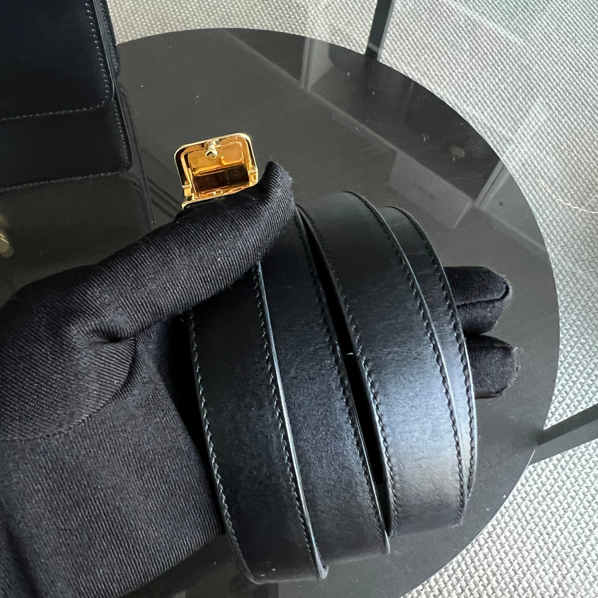 Montaigne 30 Smooth Calfskin Black Golden Hardware