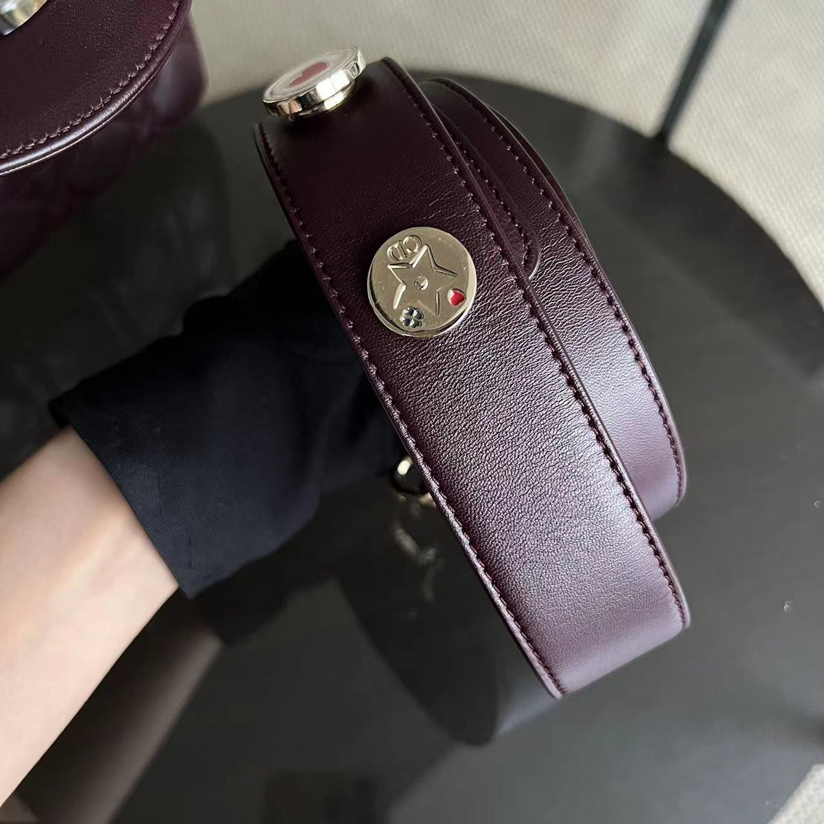 My Lady Small Cannage Lambskin Burgundy Red My ABC Charm Badge GHW