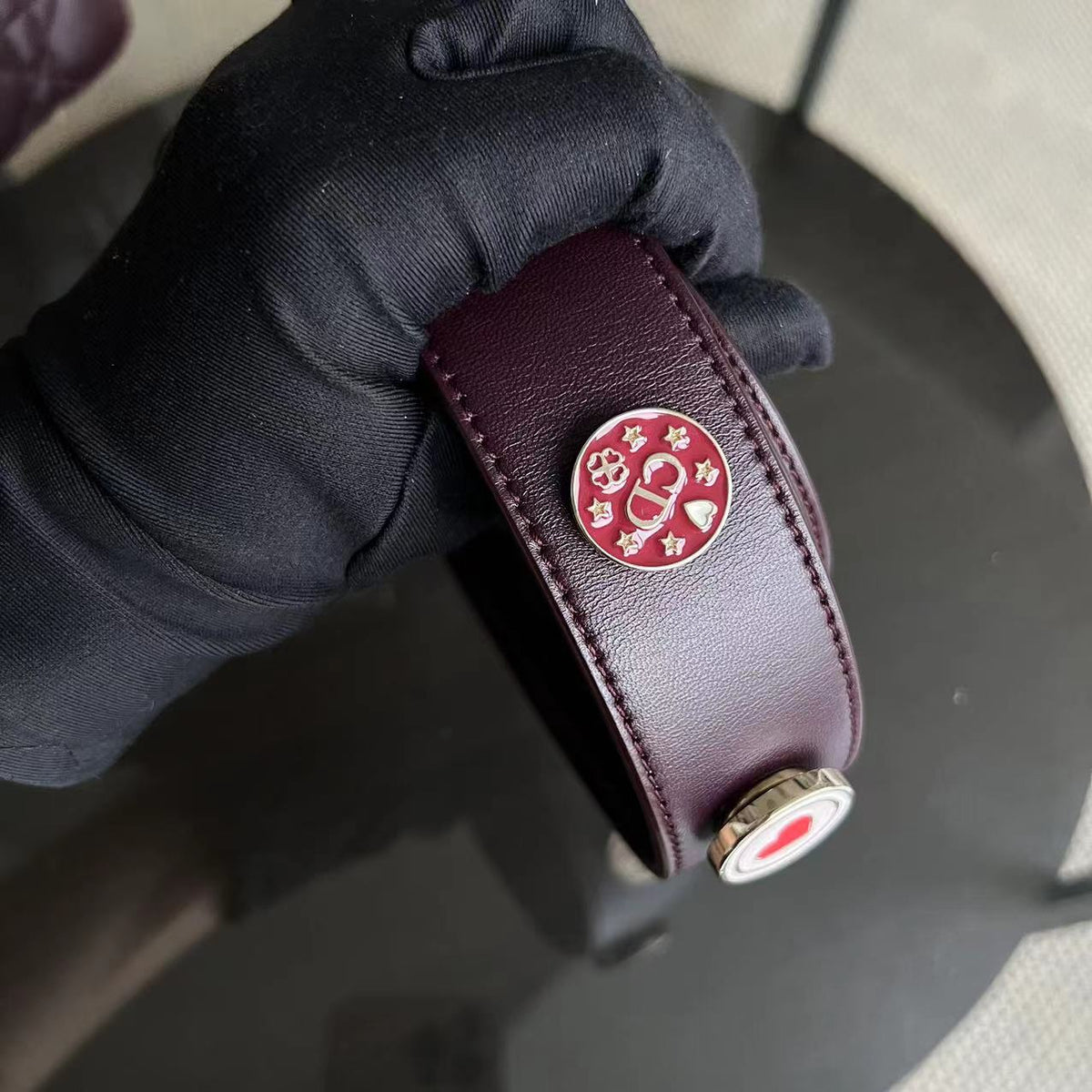My Lady Small Cannage Lambskin Burgundy Red My ABC Charm Badge GHW