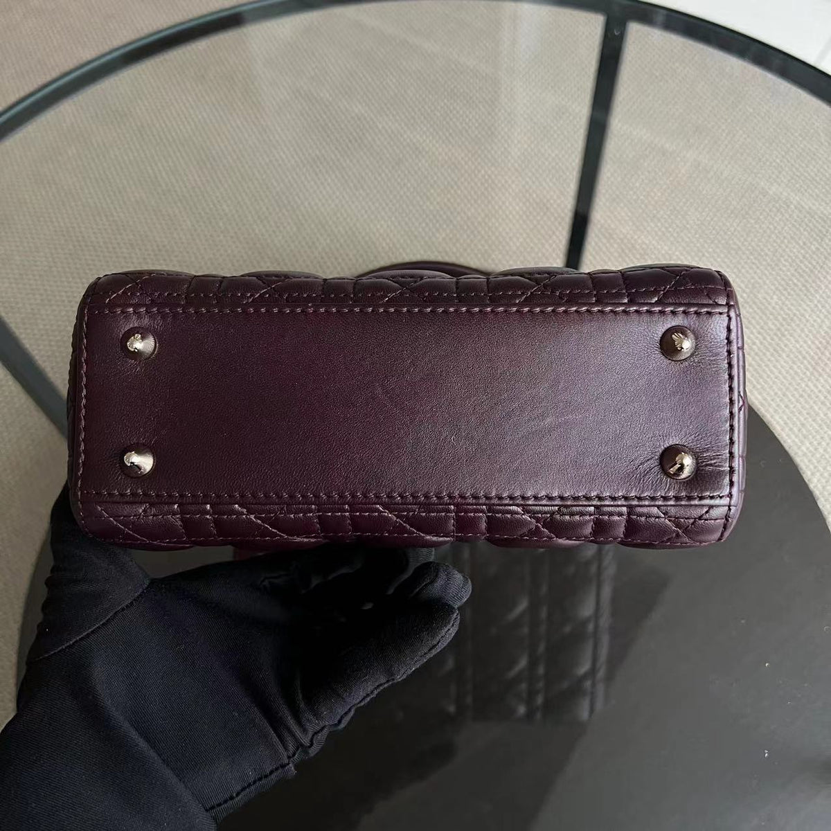 My Lady Small Cannage Lambskin Burgundy Red My ABC Charm Badge GHW