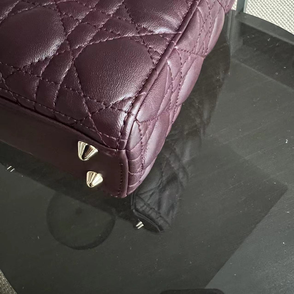My Lady Small Cannage Lambskin Burgundy Red My ABC Charm Badge GHW