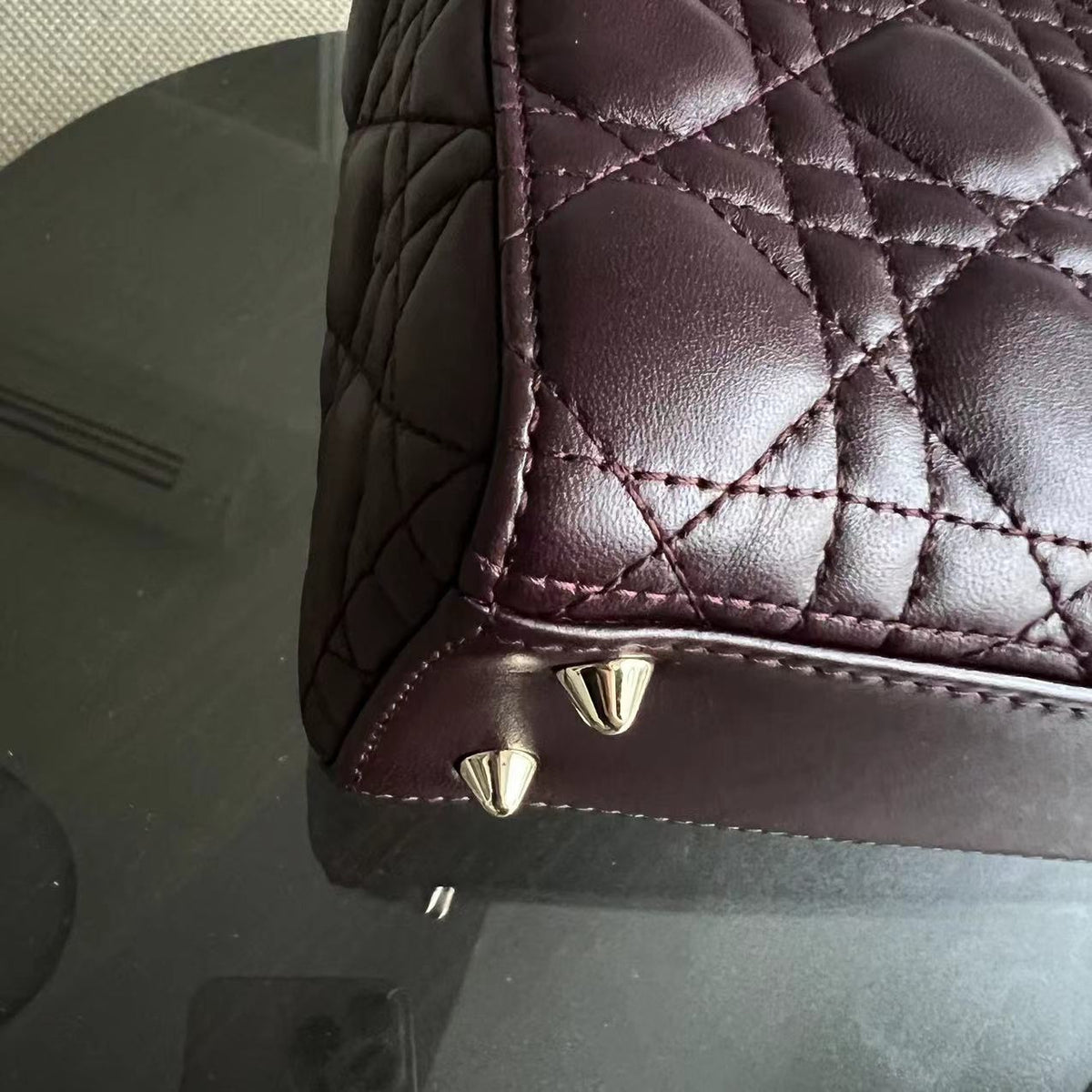 My Lady Small Cannage Lambskin Burgundy Red My ABC Charm Badge GHW