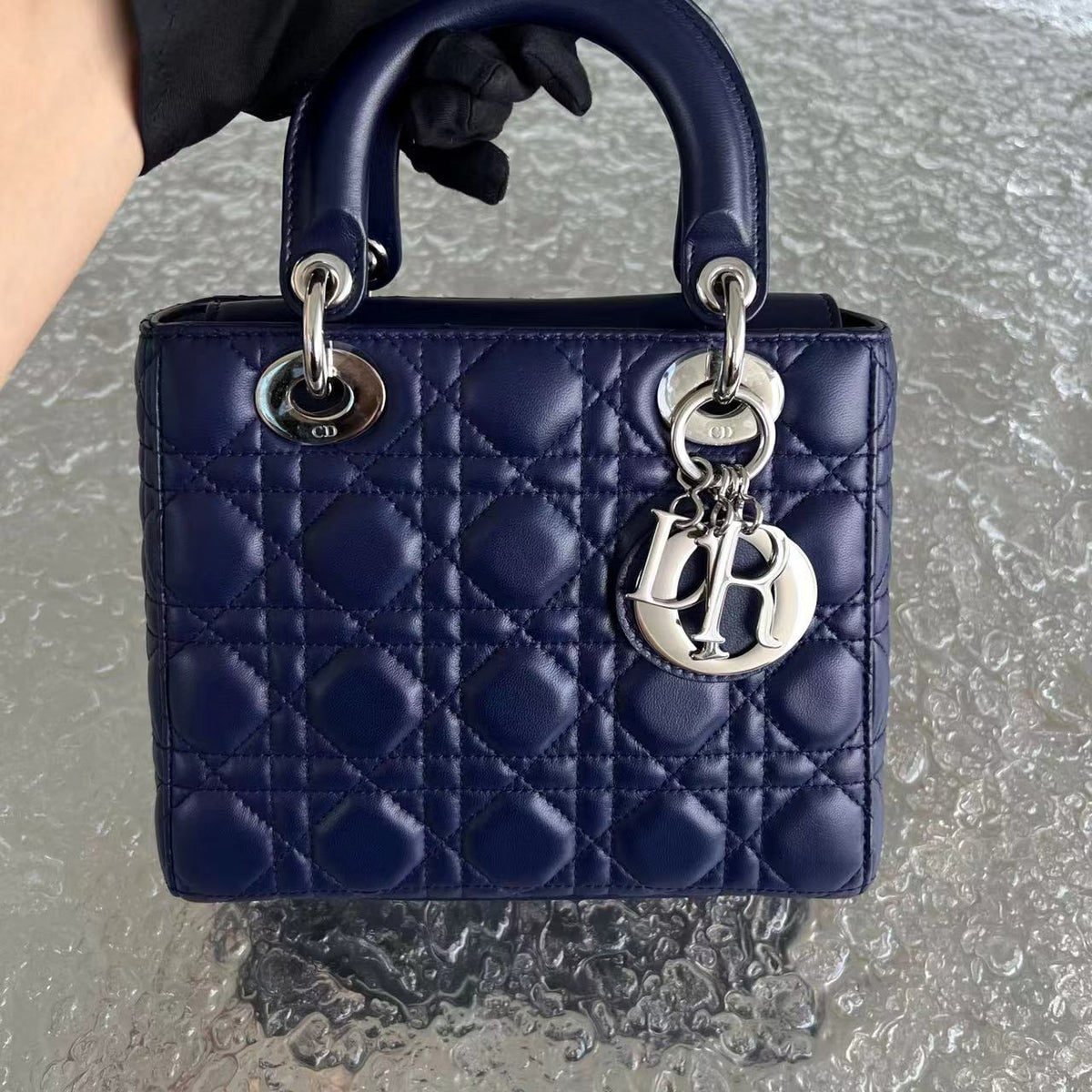 My Lady Small Cannage Lambskin Dark Blue SHW
