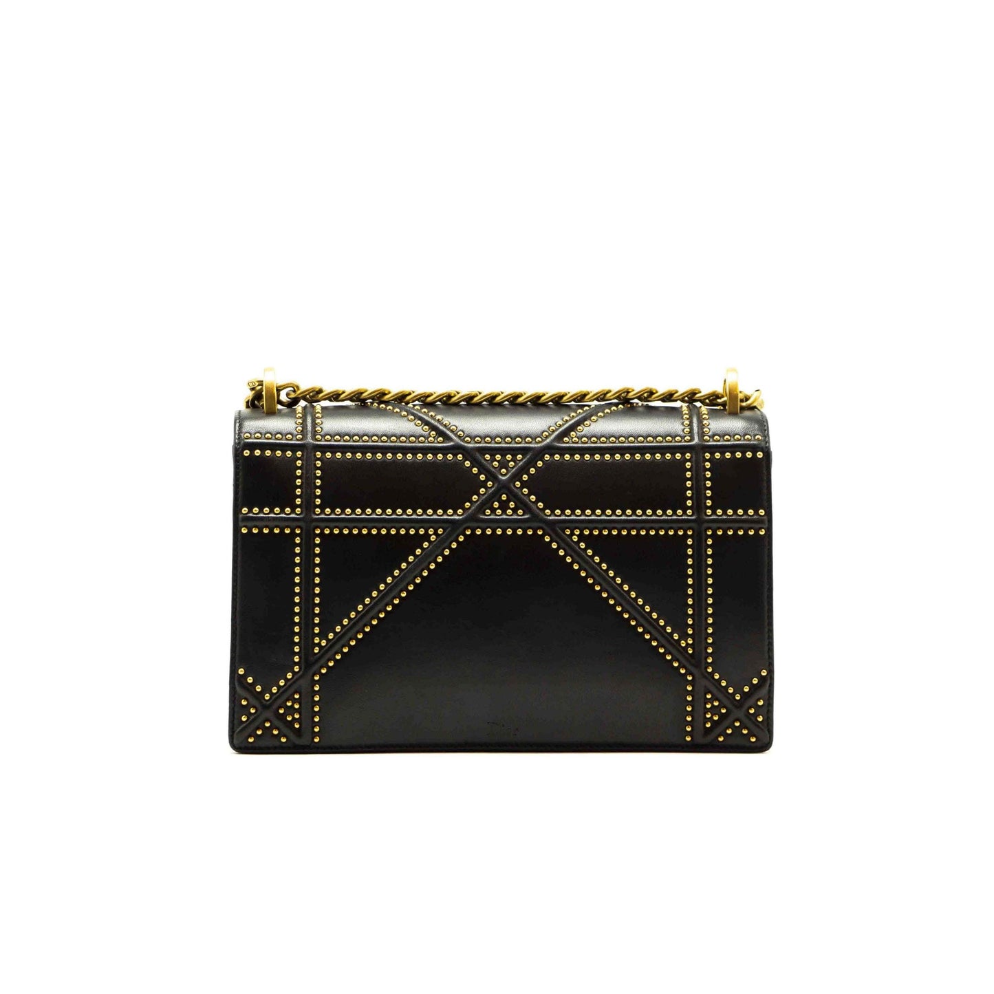 Dior Black Leather Medium Studded Diorama Shoulder Bag