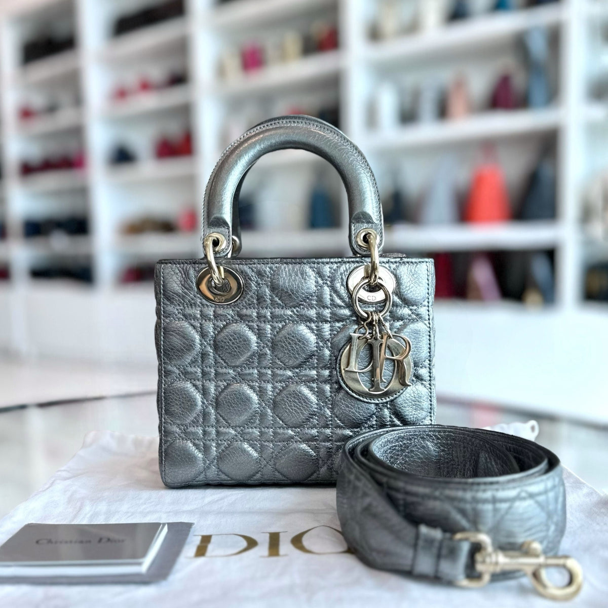 Lady Small Grained Calfskin Metallic Gunmetal GHW