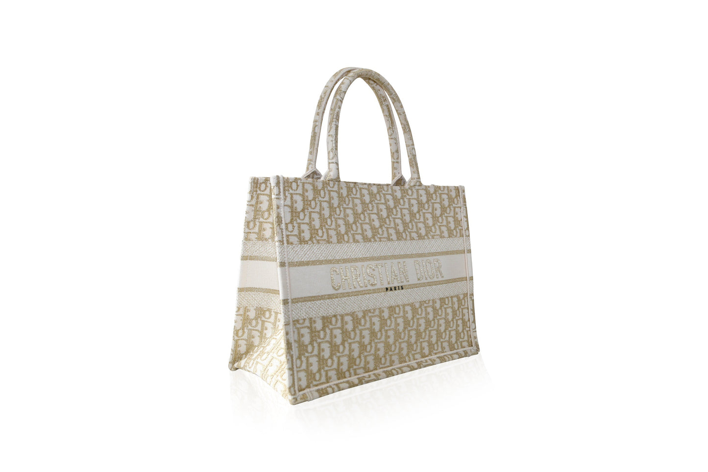 Dior Medium Book Tote White and Gold