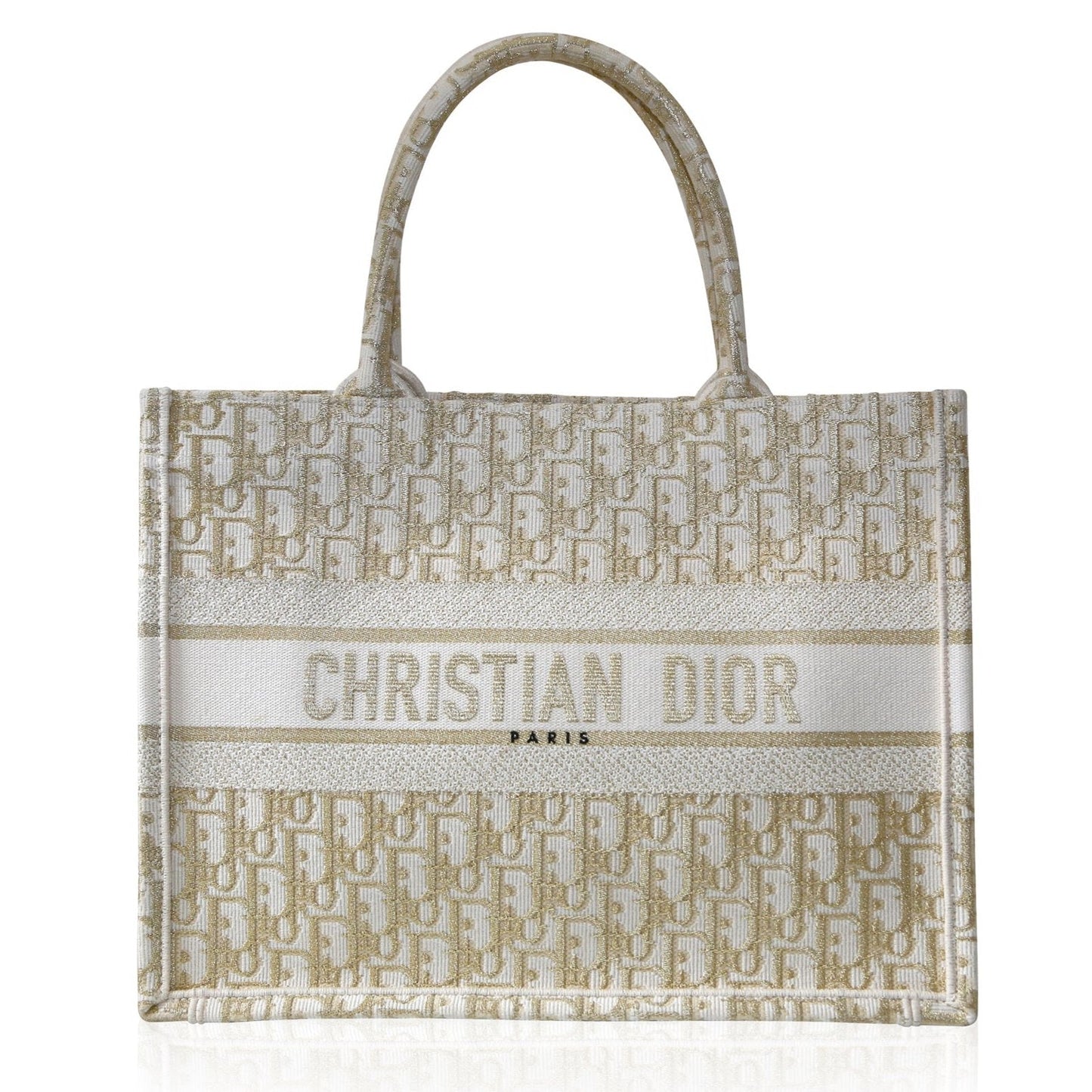 Dior Medium Book Tote White and Gold
