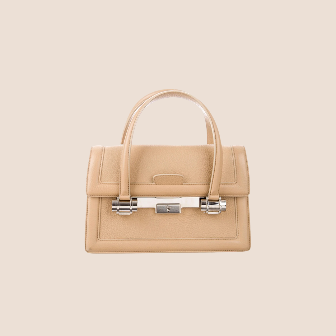 CHRISTIAN DIOR TAN LEATHER MITZAH BAG