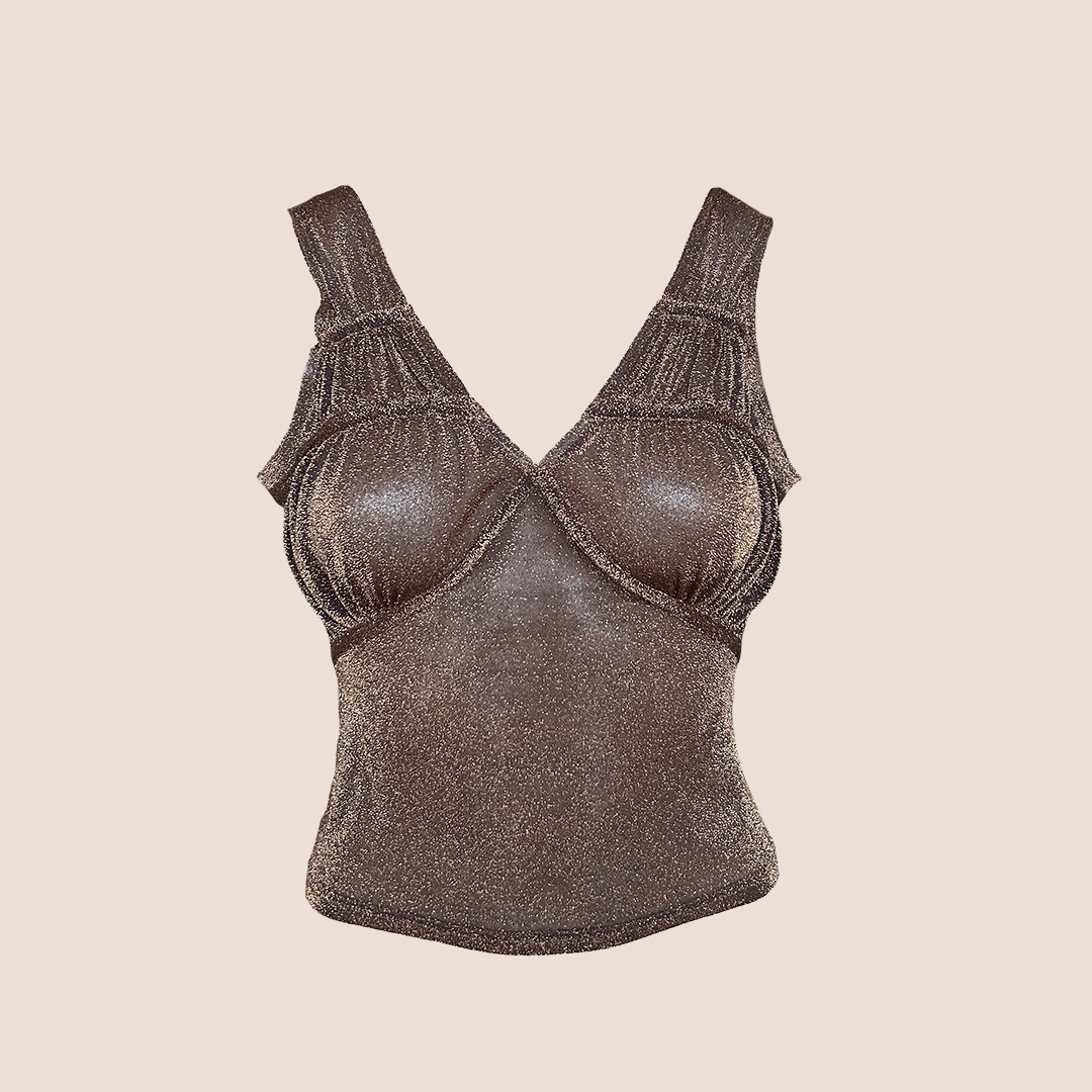 CHRISTIAN DIOR SPRING 2003 BRONZE GLITTER BLOUSE