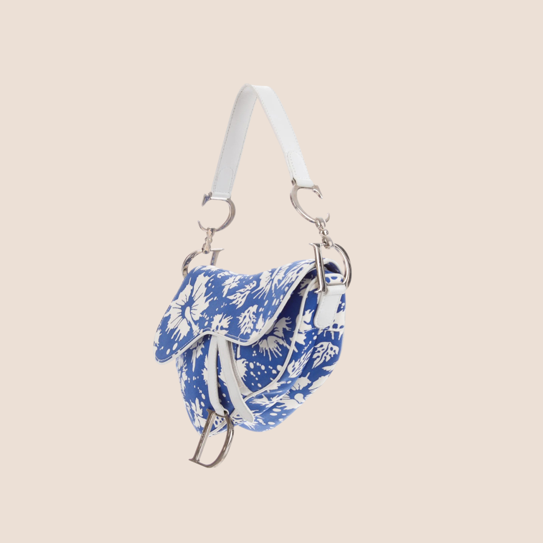 CHRISTIAN DIOR 2004 SURF CHICK FLORAL SADDLE BAG