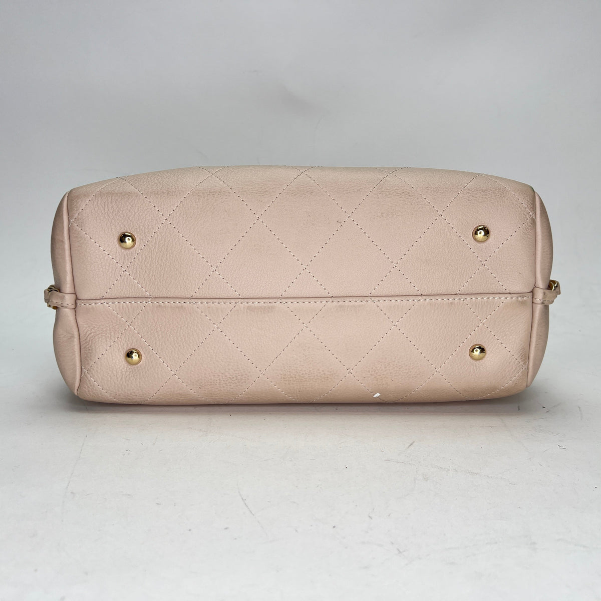 Stitched Shopping Beige Top Handle Bag in, Gold hardware