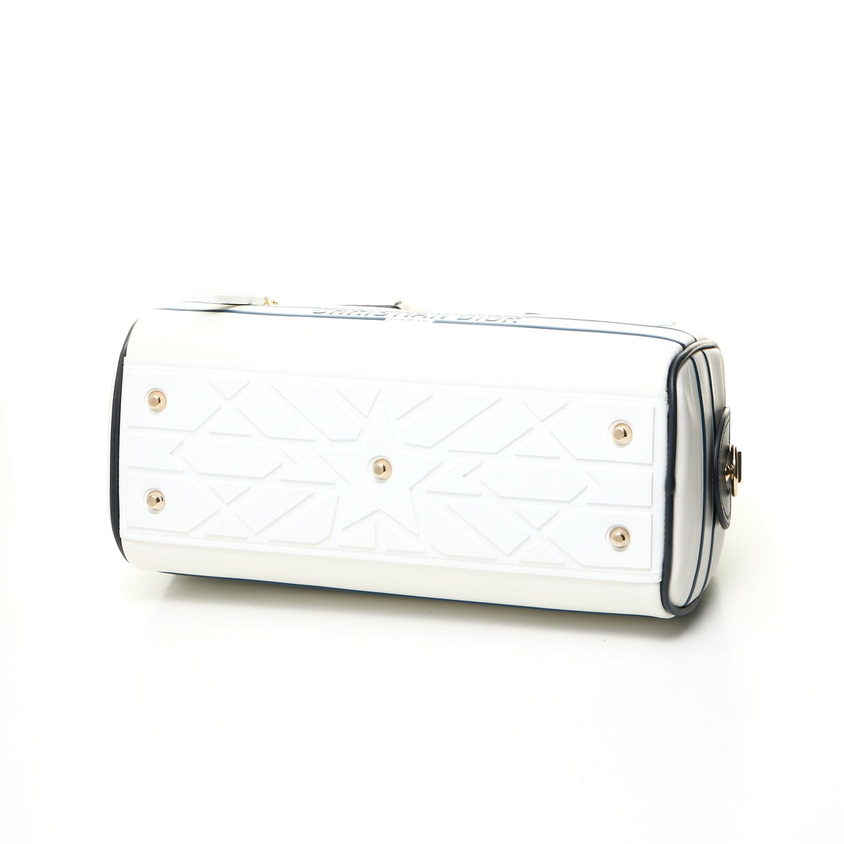 Vibe Medium White Top Handle Bag in Calfskin, Gold hardware