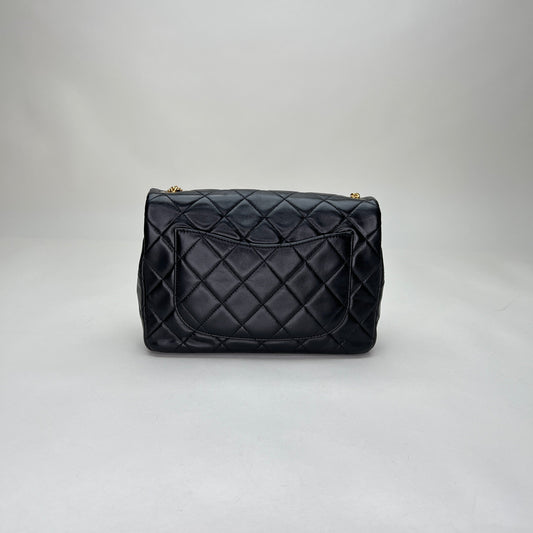 CC Flap Small Black Crossbody Bag in Lambskin, Gold hardware