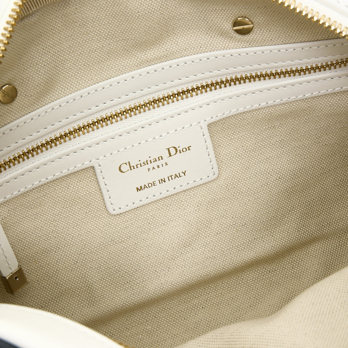 Vibe Medium White Top Handle Bag in Calfskin, Gold hardware