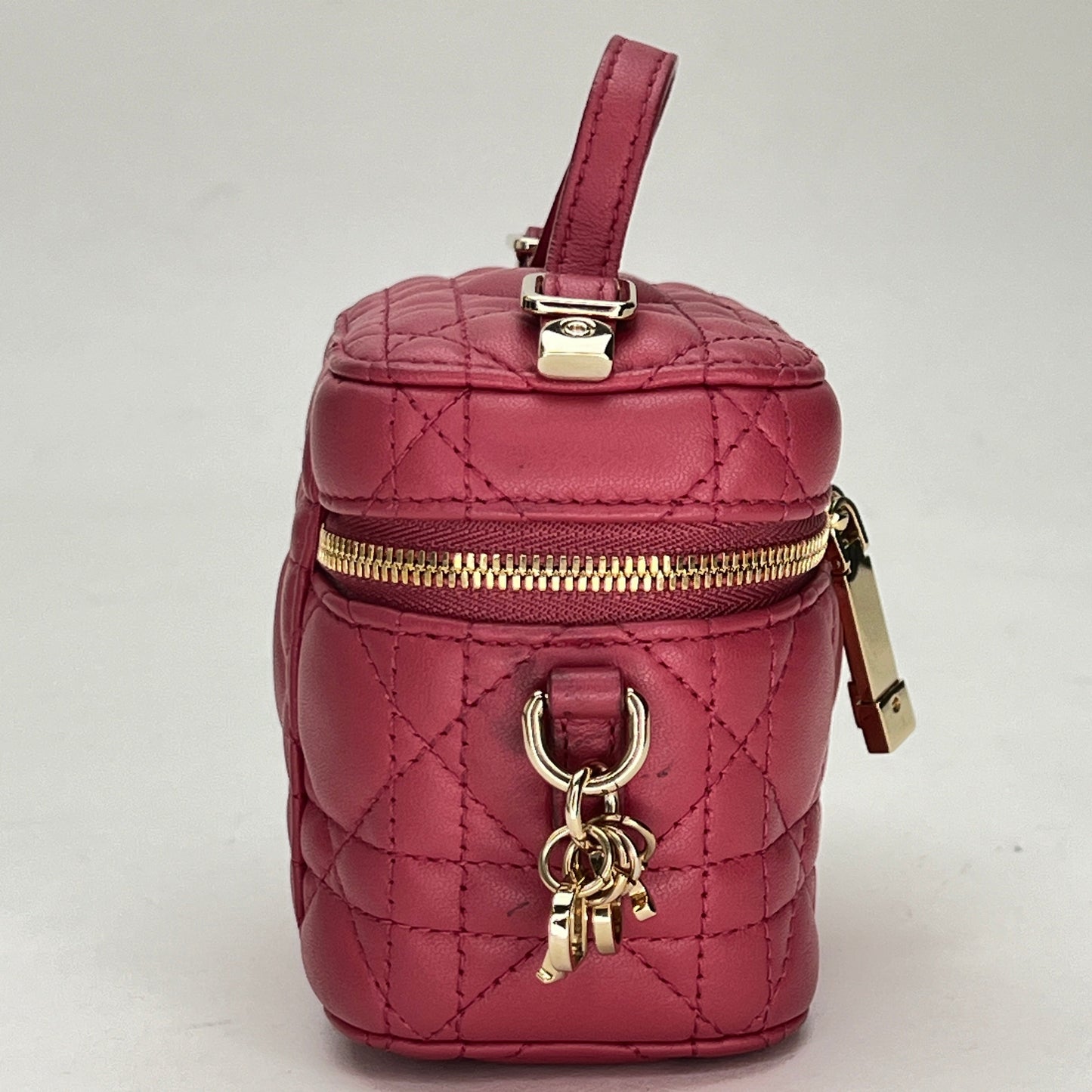 Lady Dior Vanity Micro Pink Crossbody Bag in Lambskin, Gold hardware