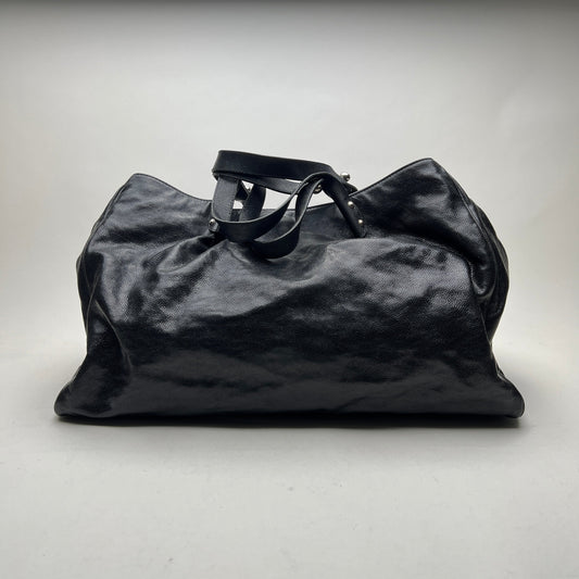 Pocket in the city Black Shoulder Bag in Caviar Leather, Ruthenium hardware