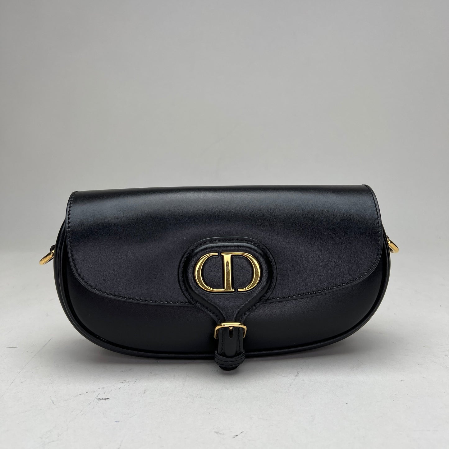 Bobby East West Black Crossbody Bag in Calfskin, Gold hardware