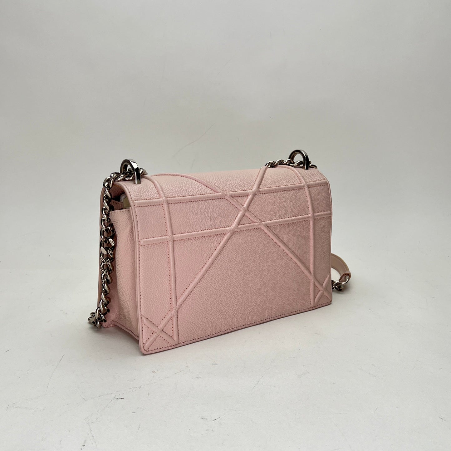 Diorama Medium Pink Crossbody Bag in Calfskin, Silver hardware