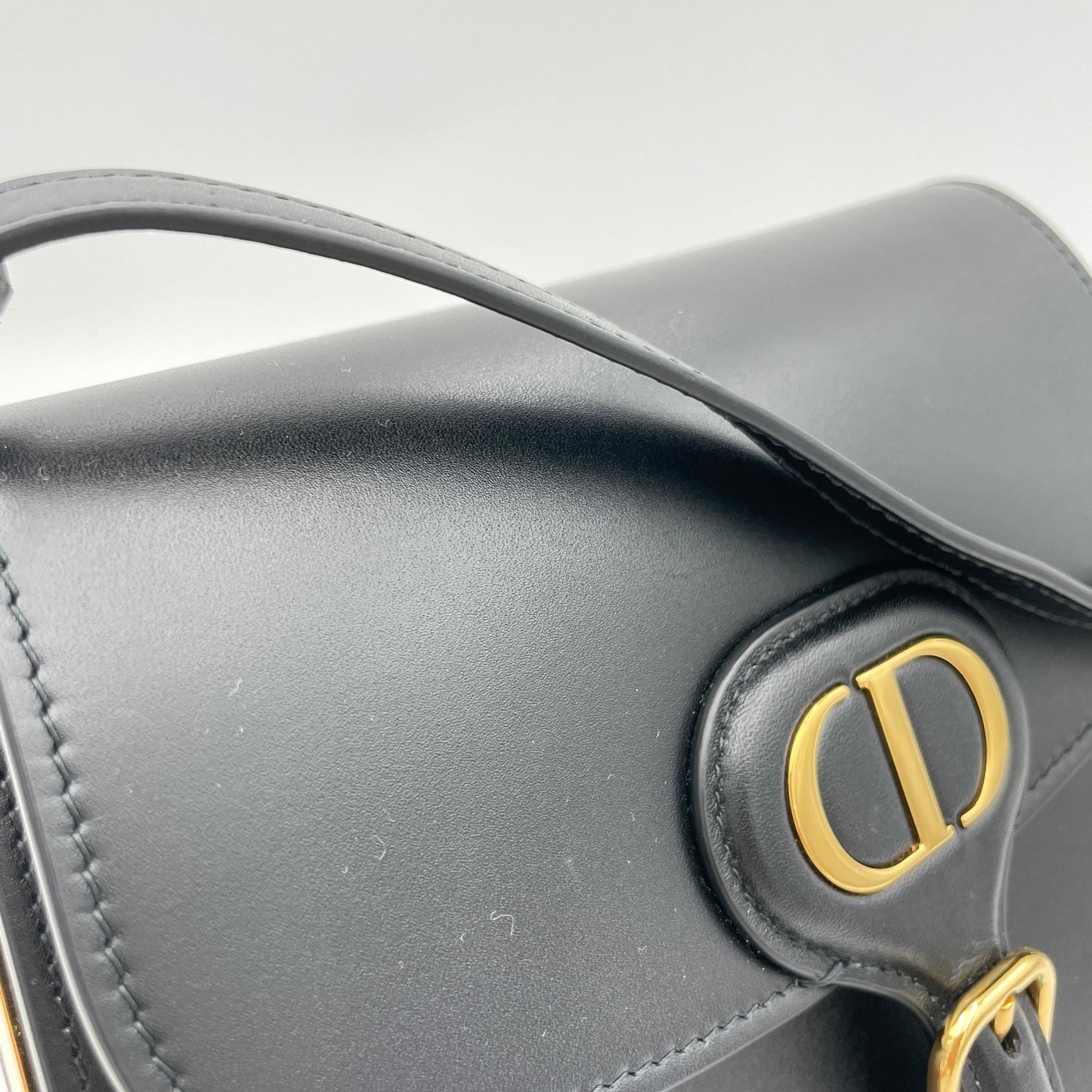 Bobby Frame Bag Black Crossbody Bag in Calfskin, Gold hardware