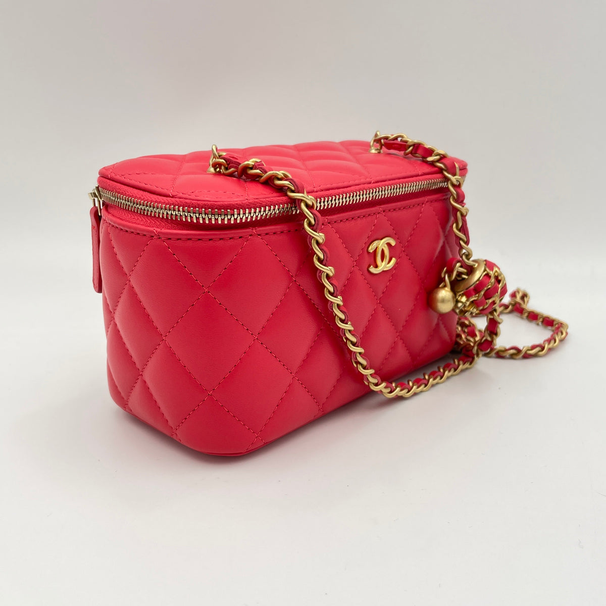 Pearl Crush Pink Vanity Bag in Lambskin, Brushed Gold hardware