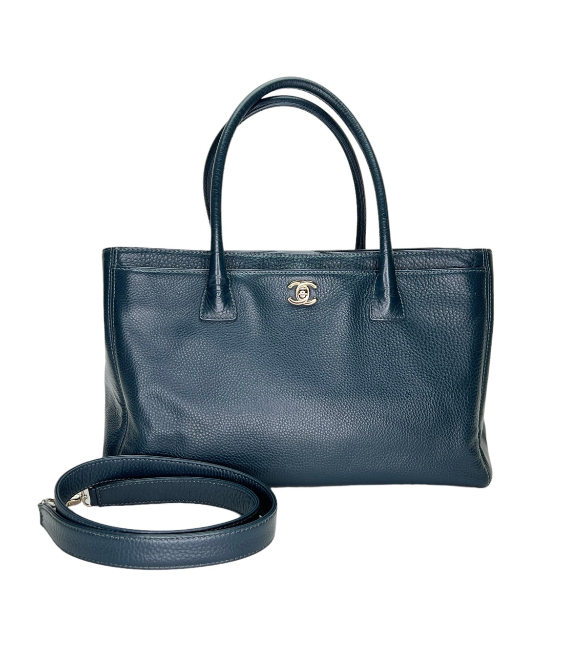 Executive Cerf Top handle bag in Calfskin, Silver Hardware