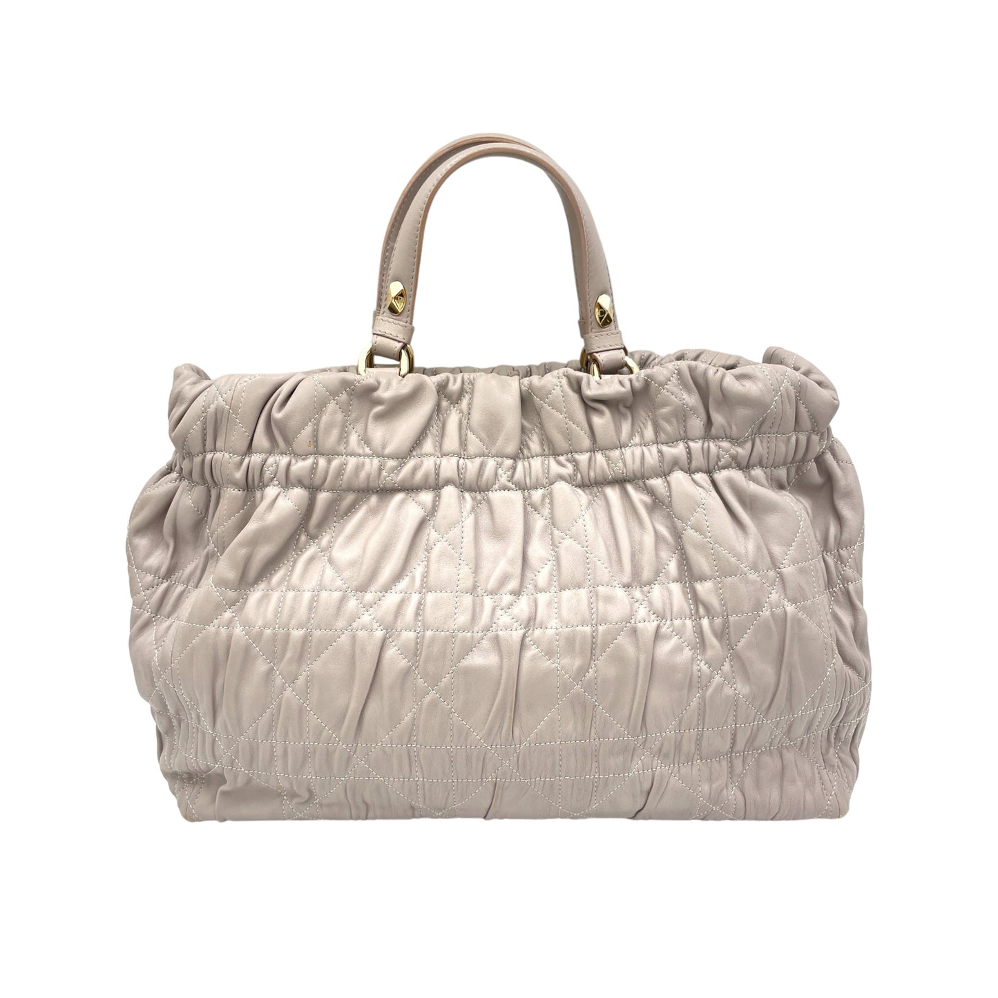 Gaufre Cannage Grey Tote Bag in Lambskin, Light Gold hardware