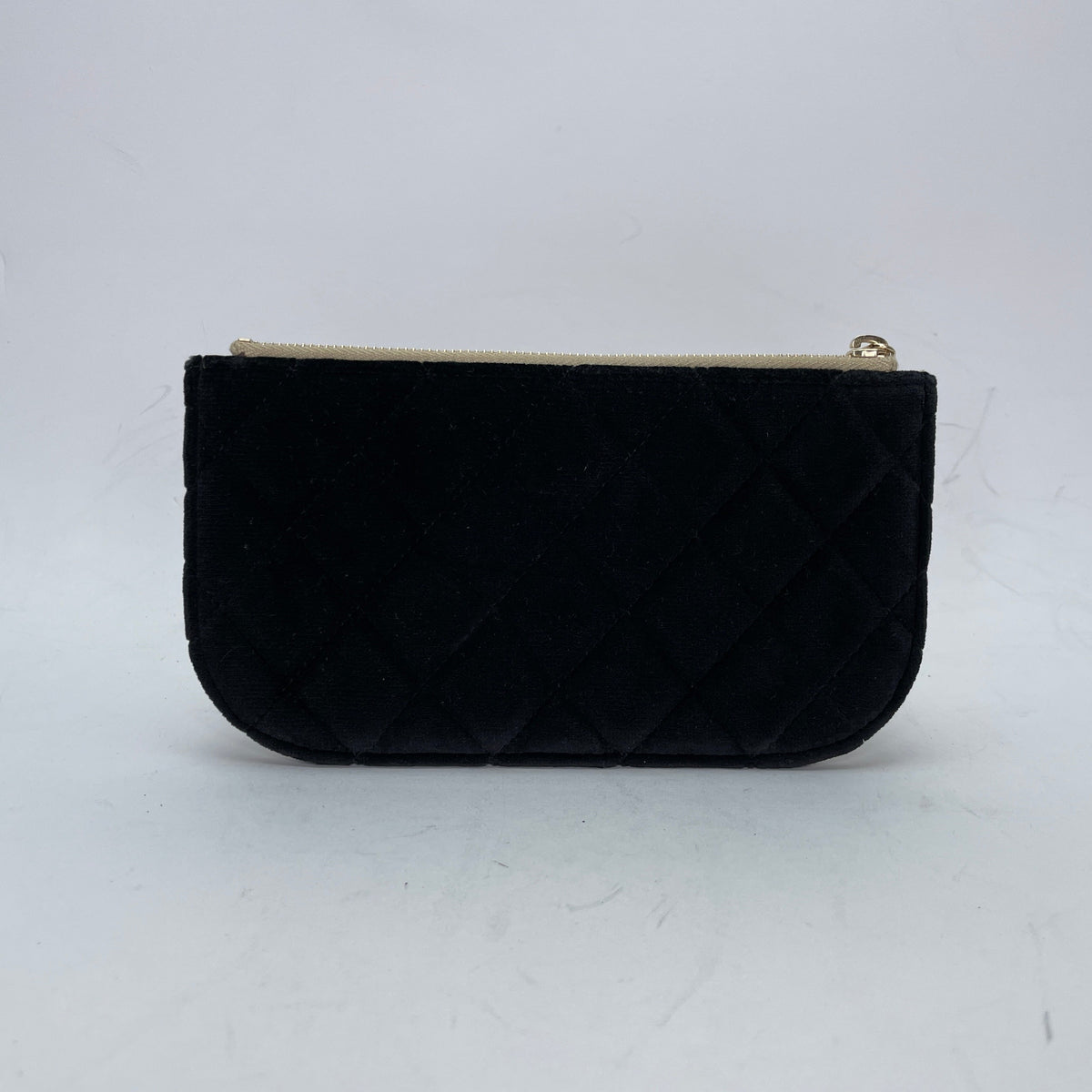 CC Black Pouch in Velvet, Gold hardware