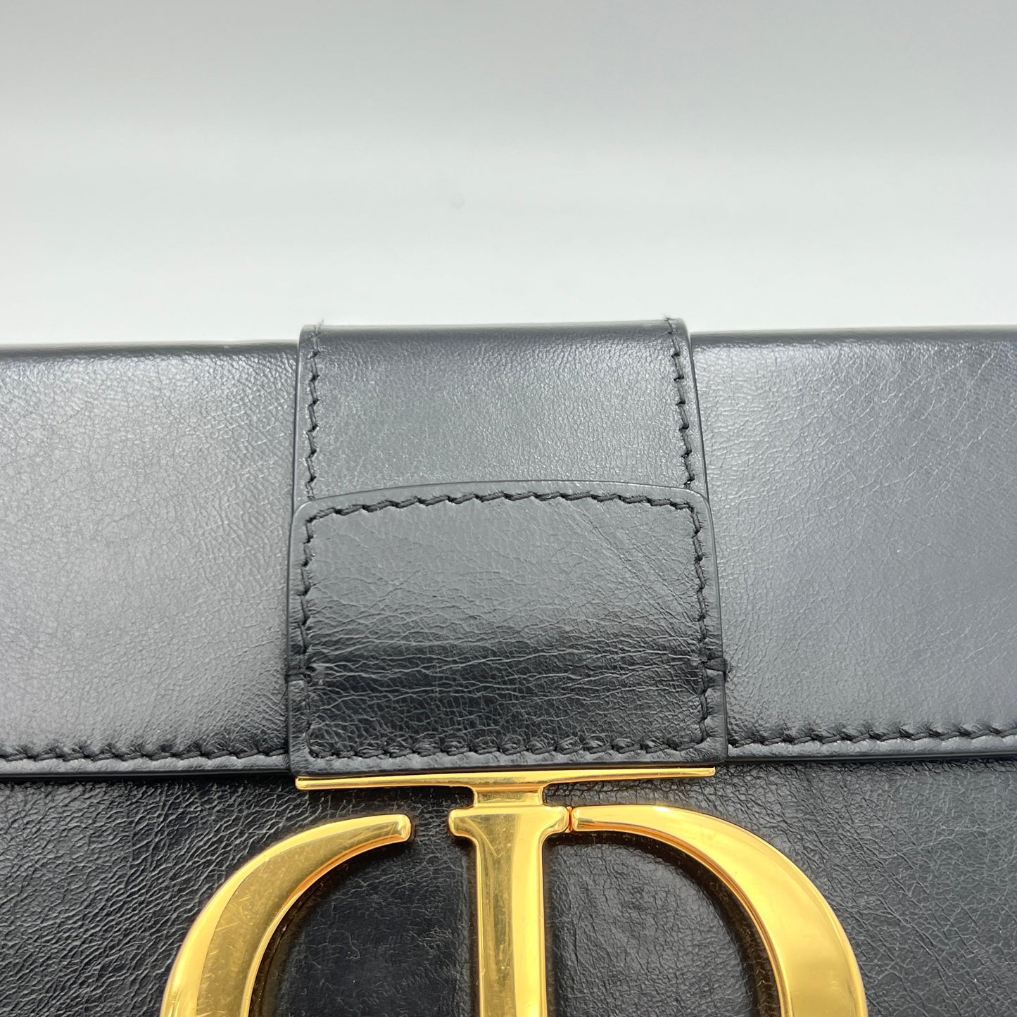 30 Montaigne Box Black Crossbody Bag in Calfskin, Gold hardware