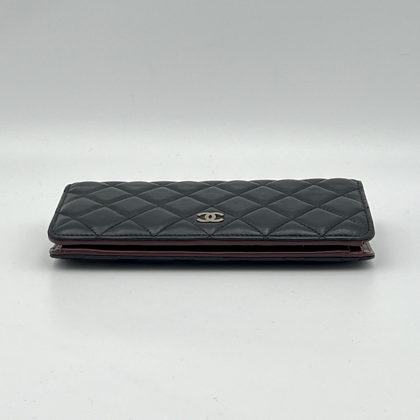 CC Quilted Wallet Black Wallet in Lambskin, Silver hardware