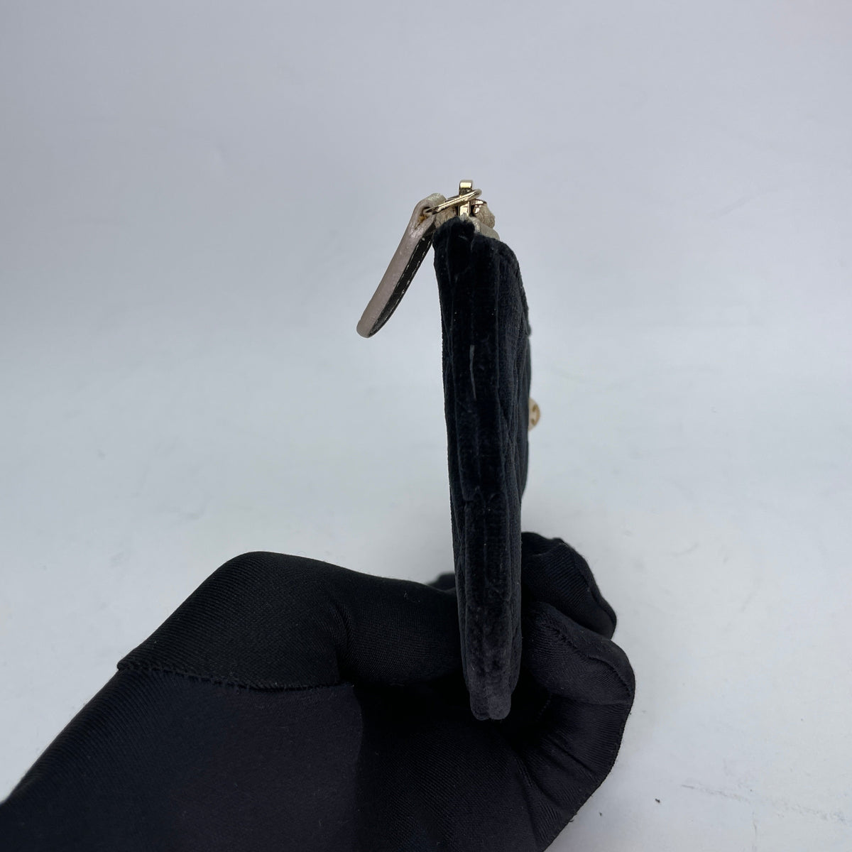 CC Black Pouch in Velvet, Gold hardware