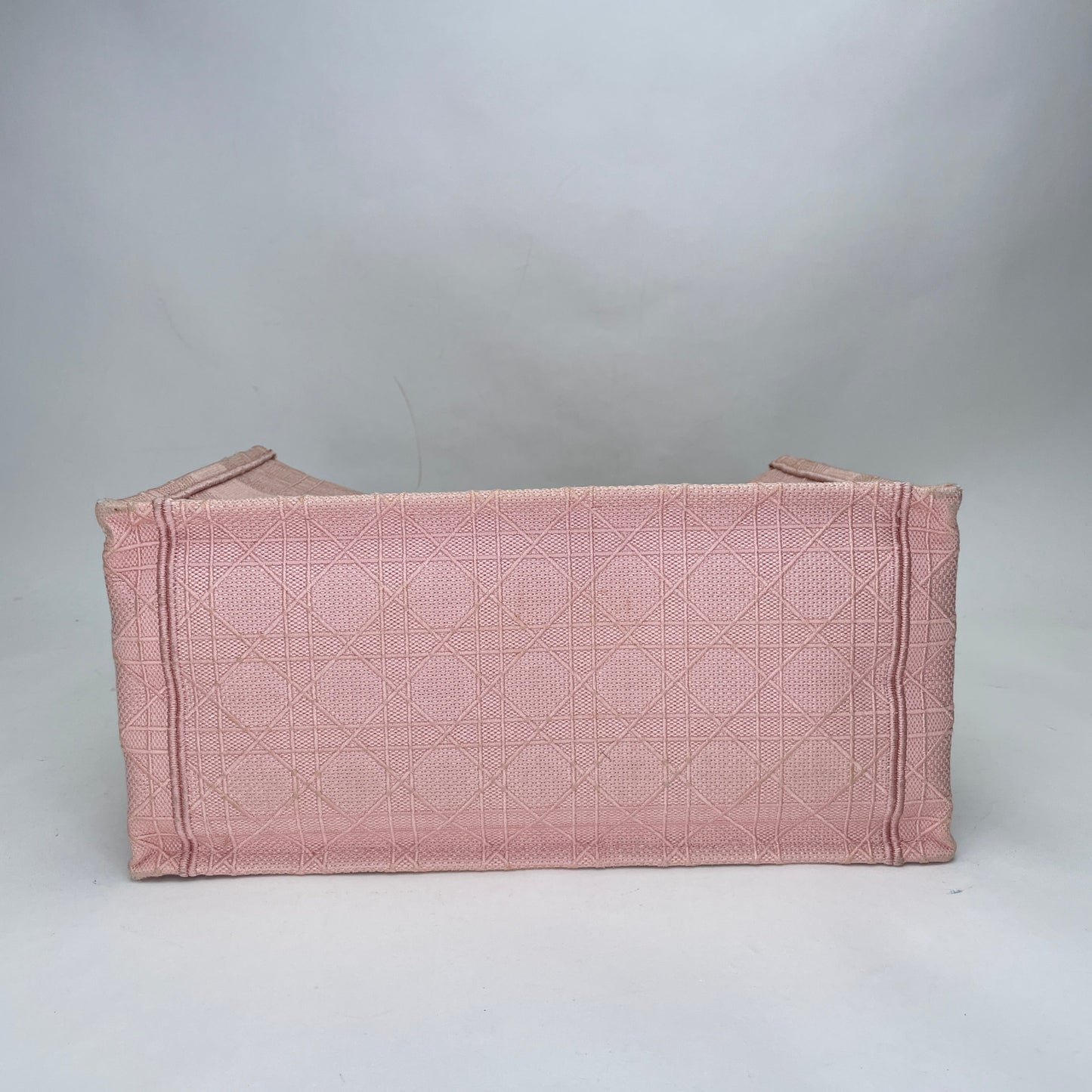 Embroidered Cannage Book Tote Medium Pink Tote Bag in Canvas