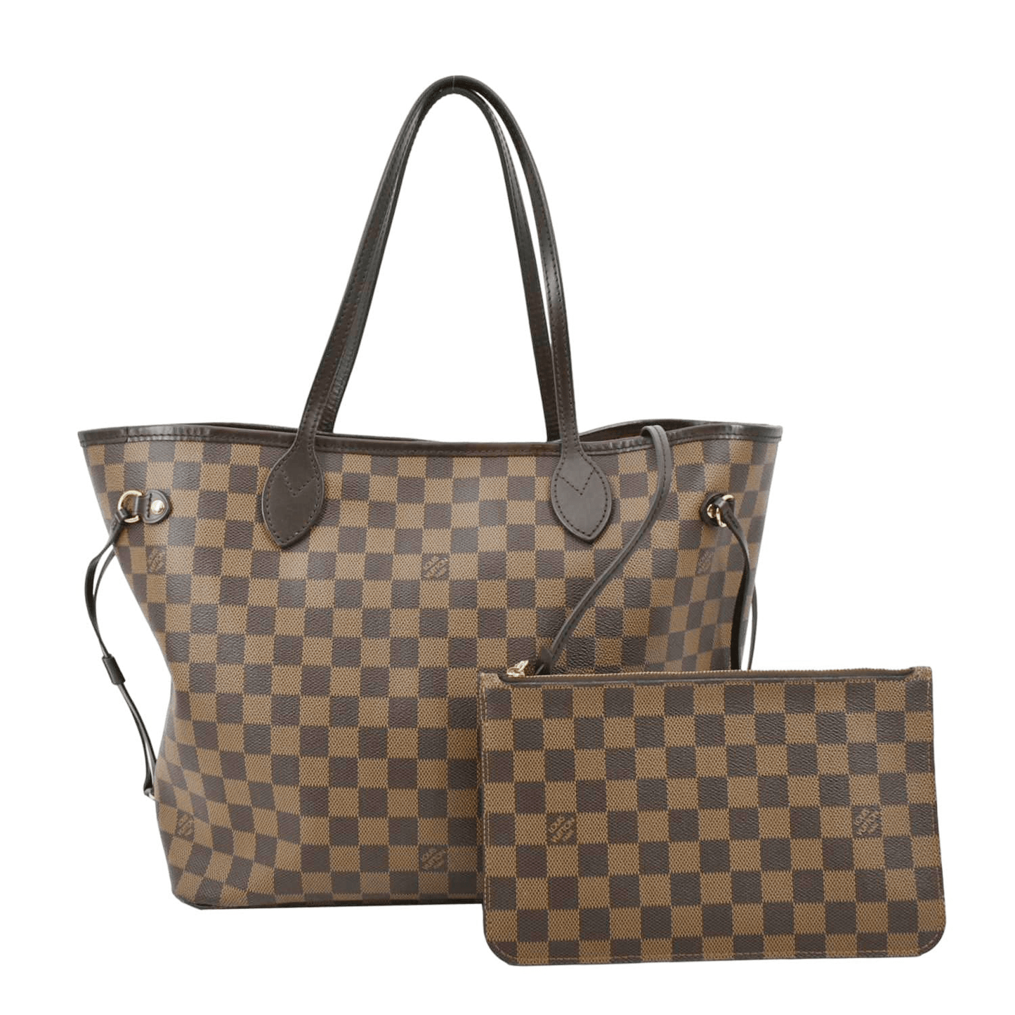 LOUIS VUITTON Neverfull MM Damier Ebene Tote Bag Brown