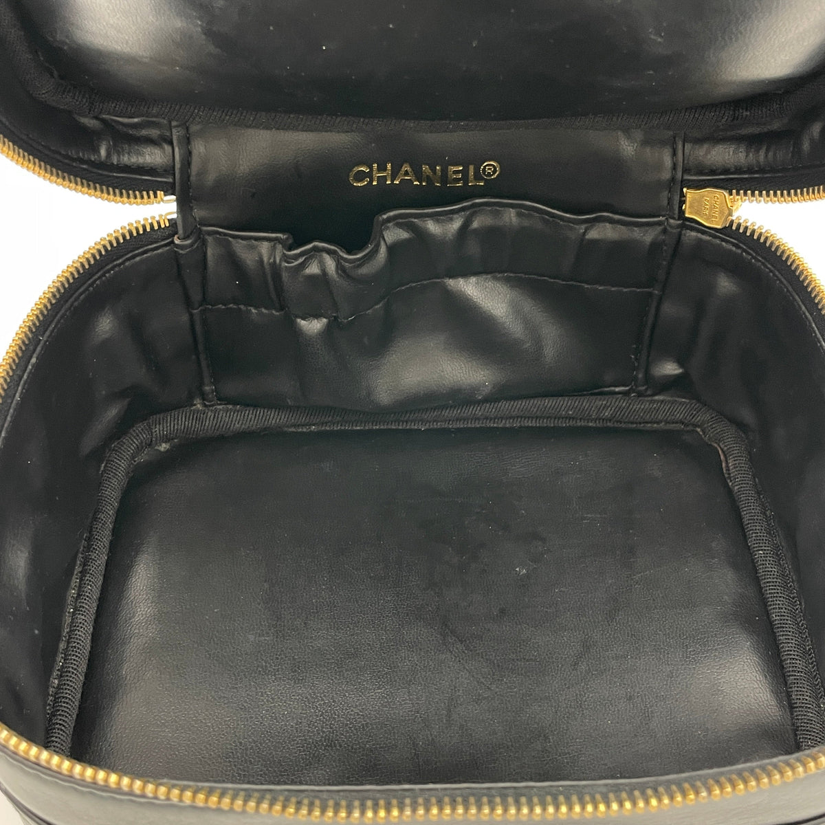 Quilted Vintage Black Vanity Bag in Lambskin, Gold hardware