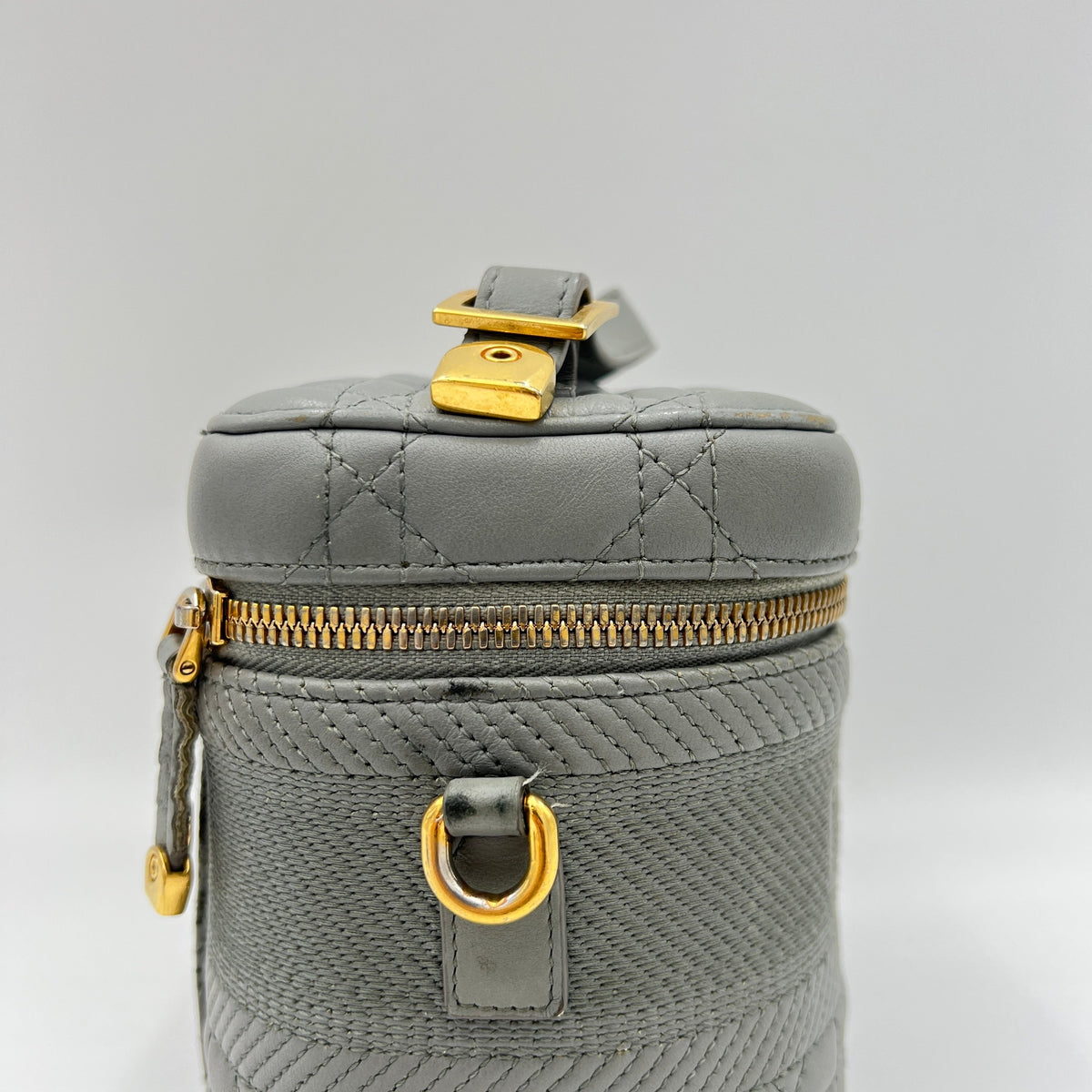 Travel Small Grey Vanity Bag in Lambskin, Gold hardware
