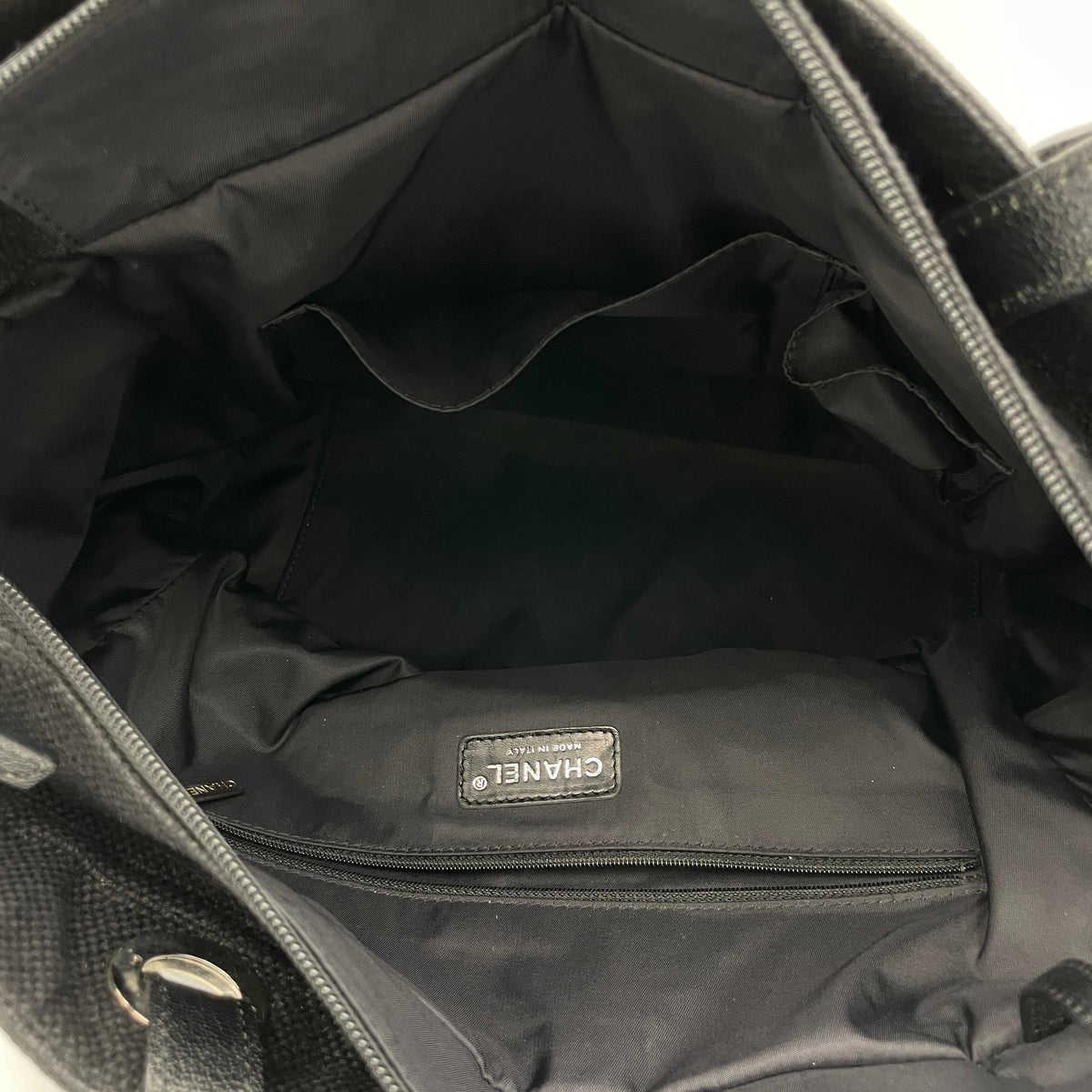 Paris Biarritz Black Top Handle Bag in Canvas, Silver hardware