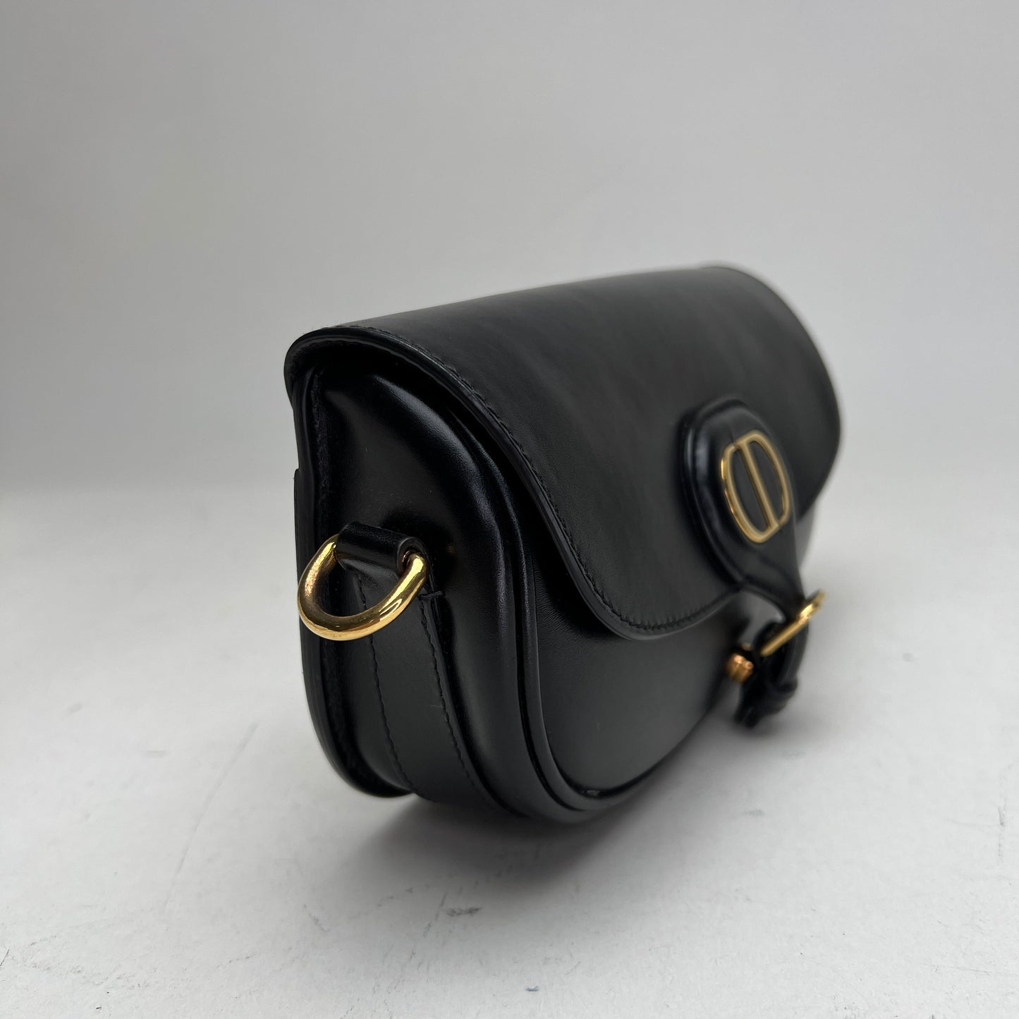 Bobby East West Black Crossbody Bag in Calfskin, Gold hardware