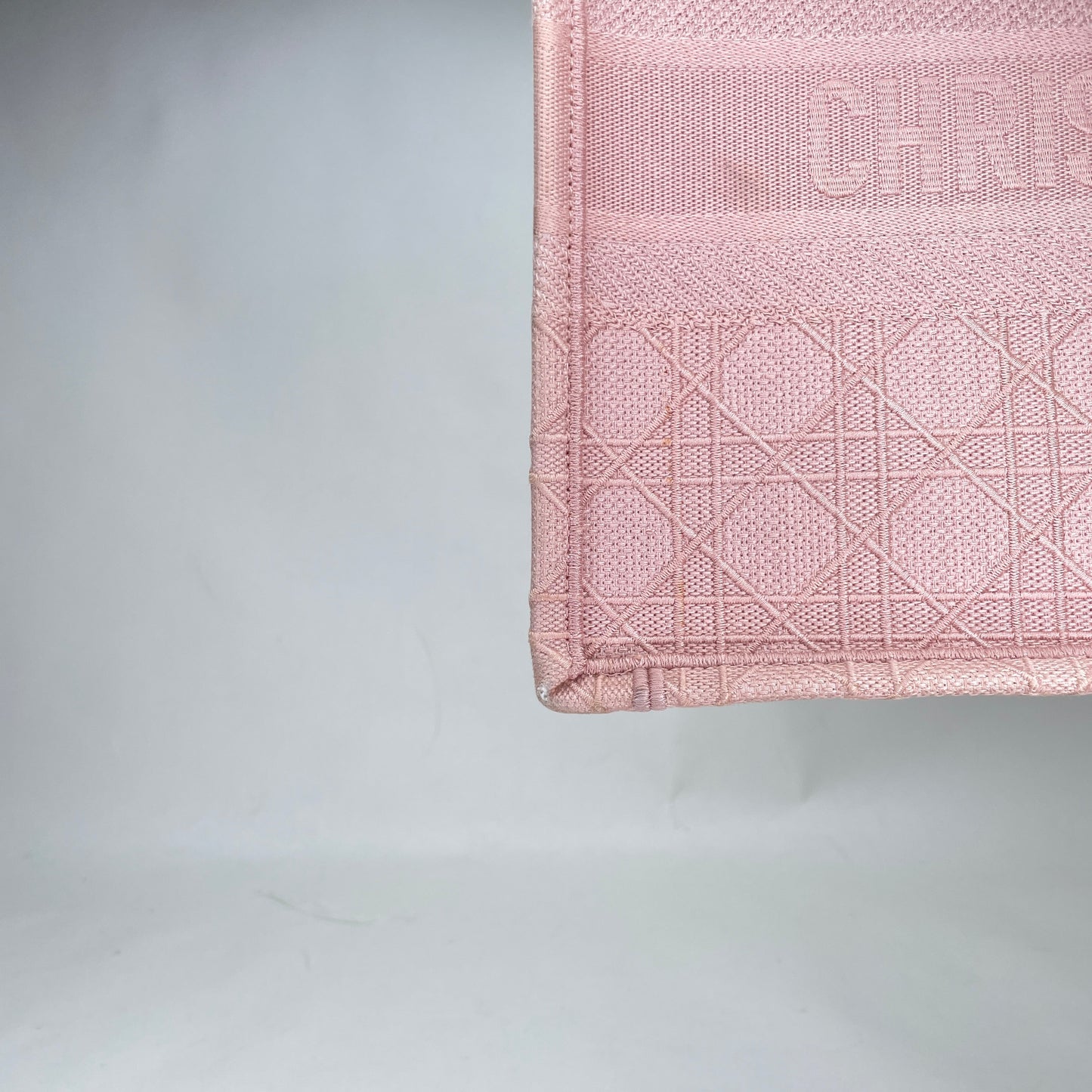 Embroidered Cannage Book Tote Medium Pink Tote Bag in Canvas