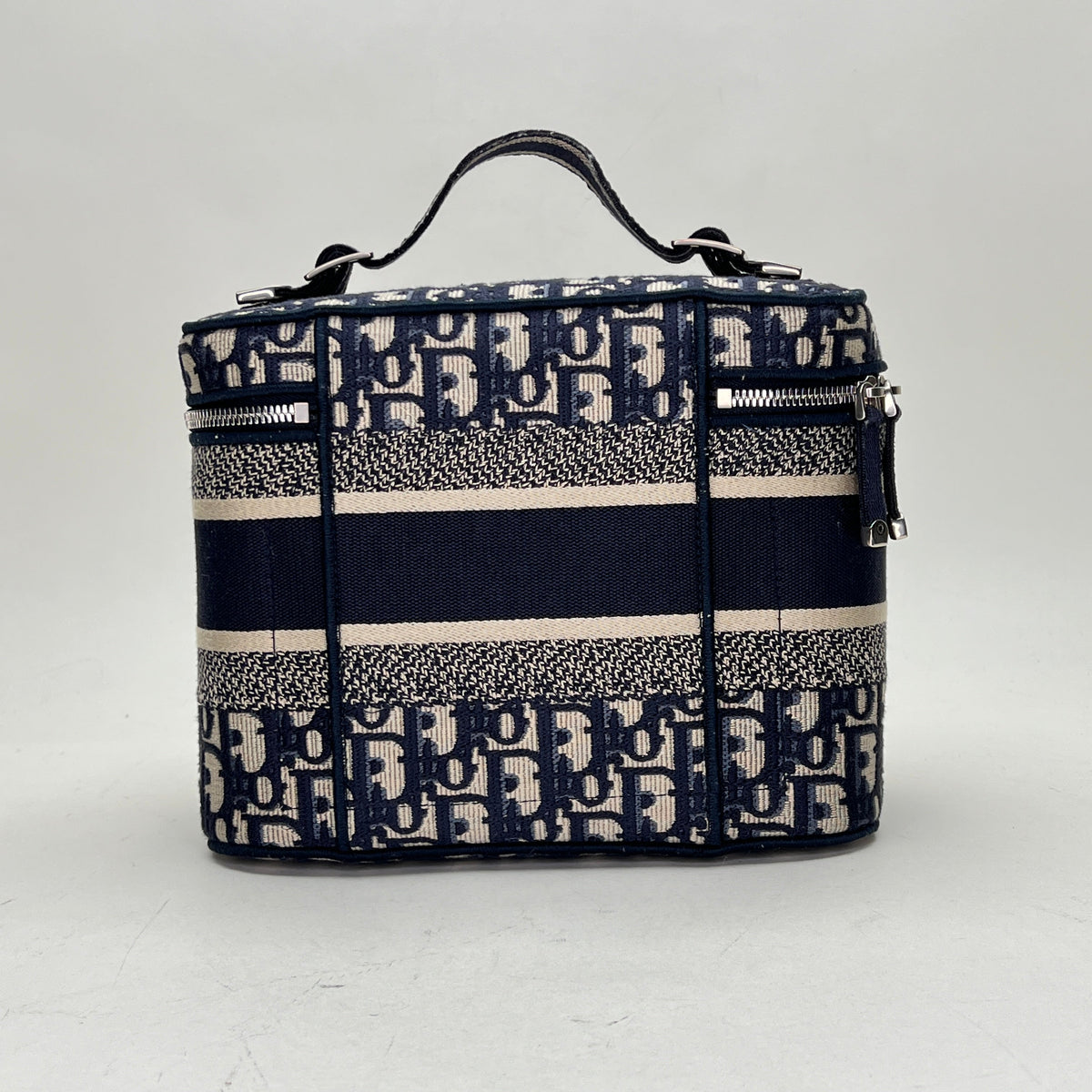 Travel vanity Navy Vanity Bag in Jacquard, Silver hardware
