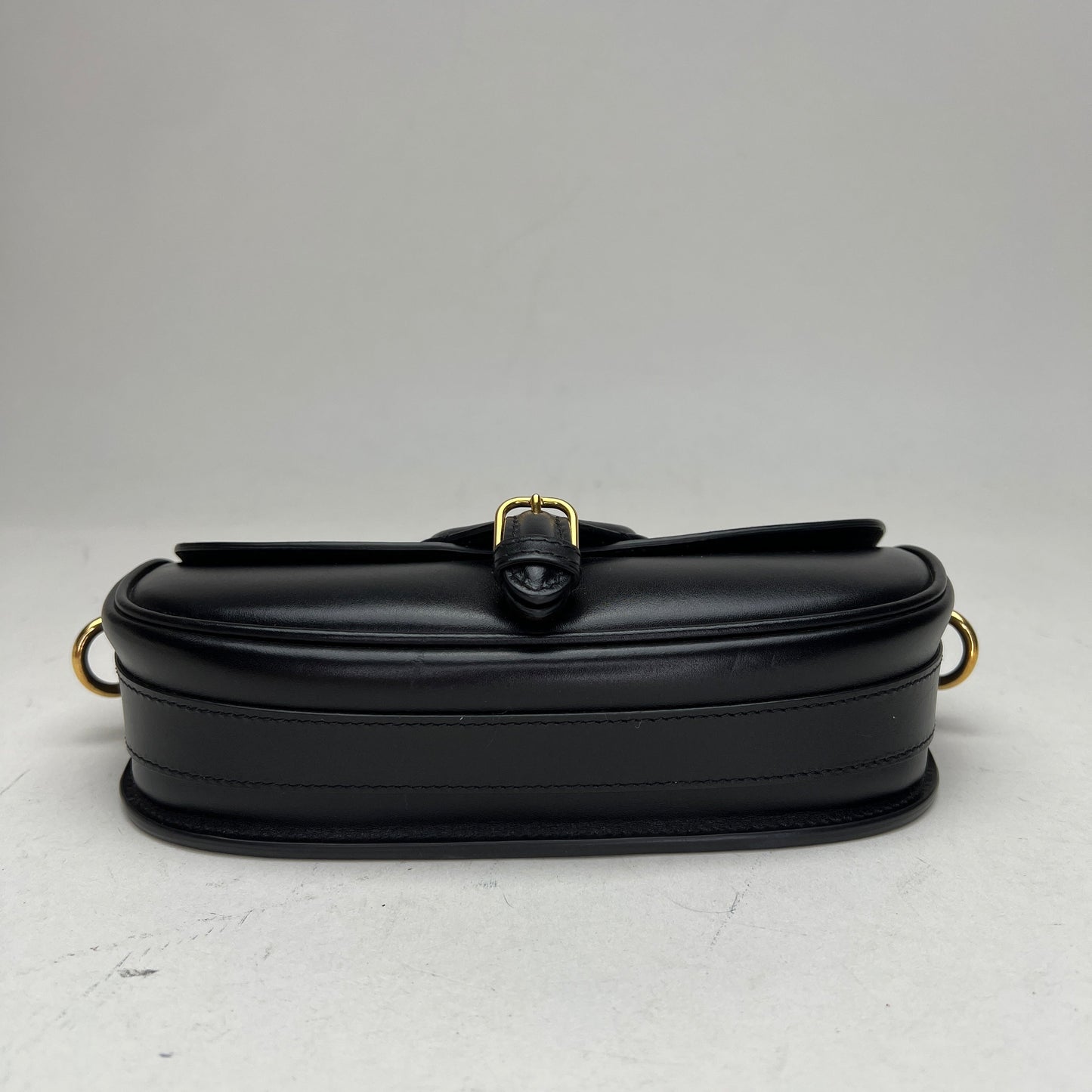 Bobby East West Black Crossbody Bag in Calfskin, Gold hardware