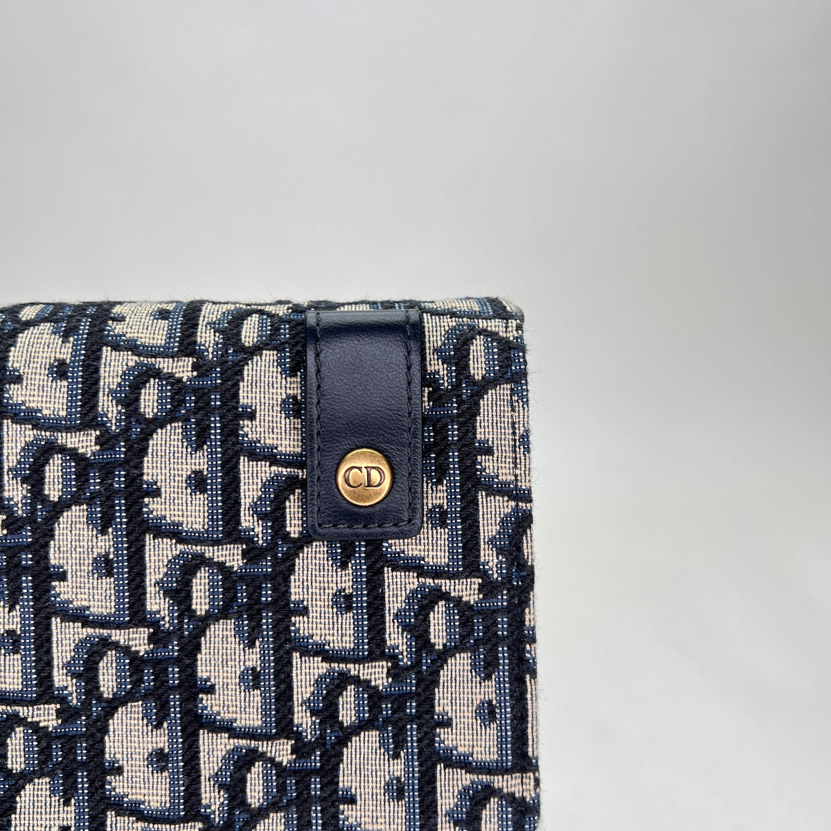 Oblique Saddle Navy Belt Bag in Jacquard, Gold hardware
