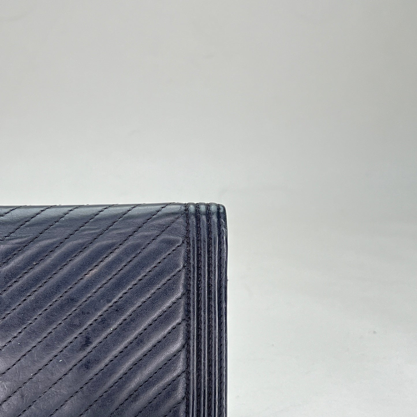 Boy Long Black Wallet in Calfskin, Silver hardware