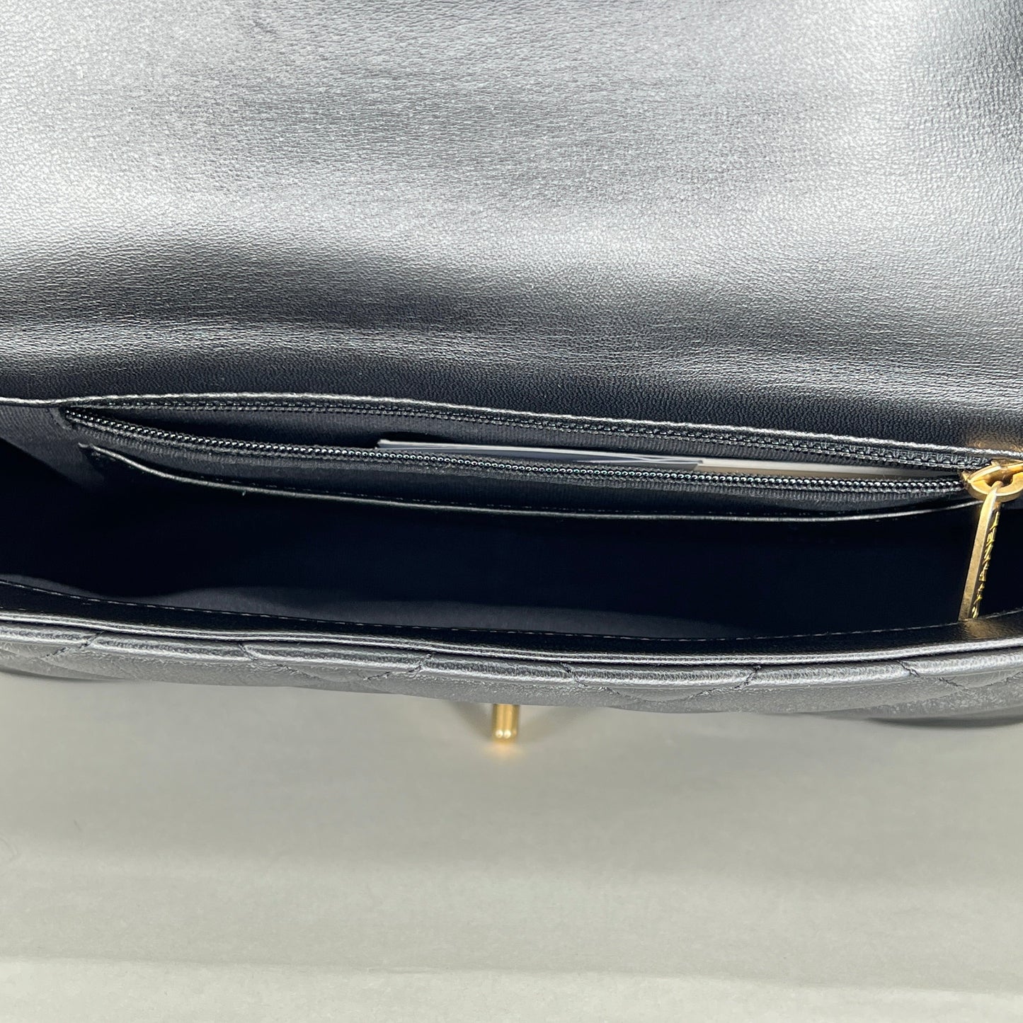 Single Flap Black Shoulder Bag in Calfskin, Gold hardware