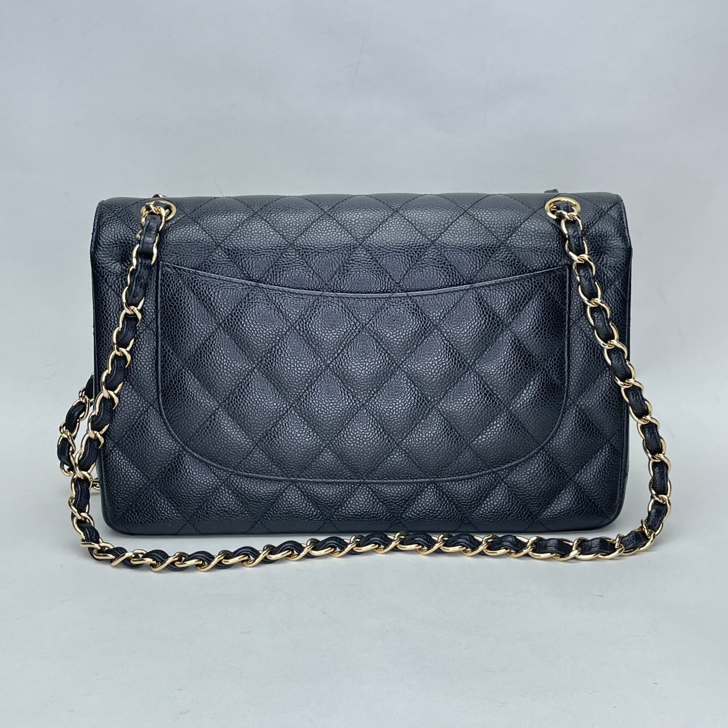Classic Double Flap Jumbo Black Shoulder Bag in Caviar Leather, Gold hardware
