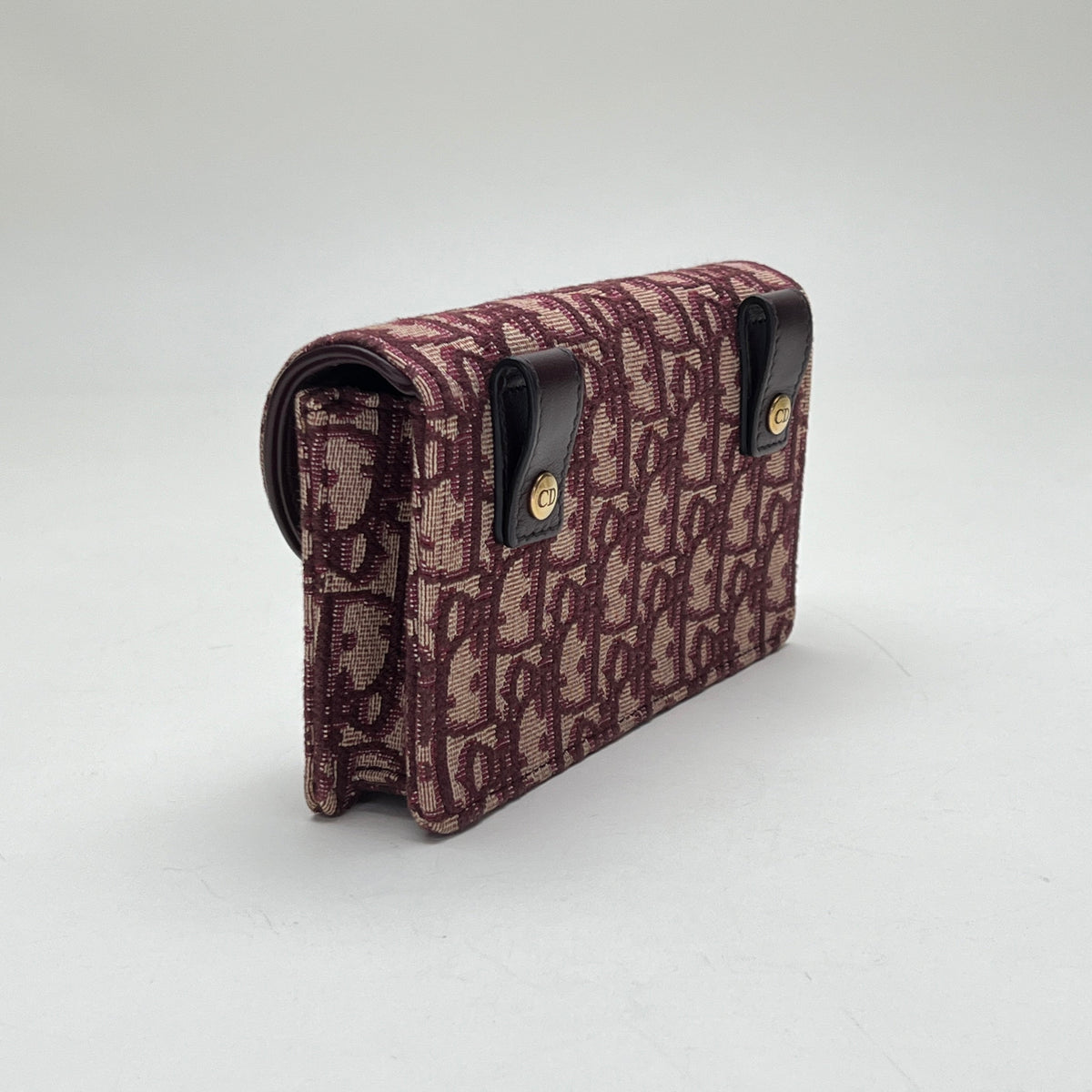 Oblique Saddle Maroon Belt Bag in Jacquard, Gold hardware