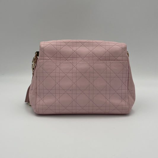Diorling Flap Shoulder Bag Pink Shoulder Bag in Calfskin, Light Gold hardware