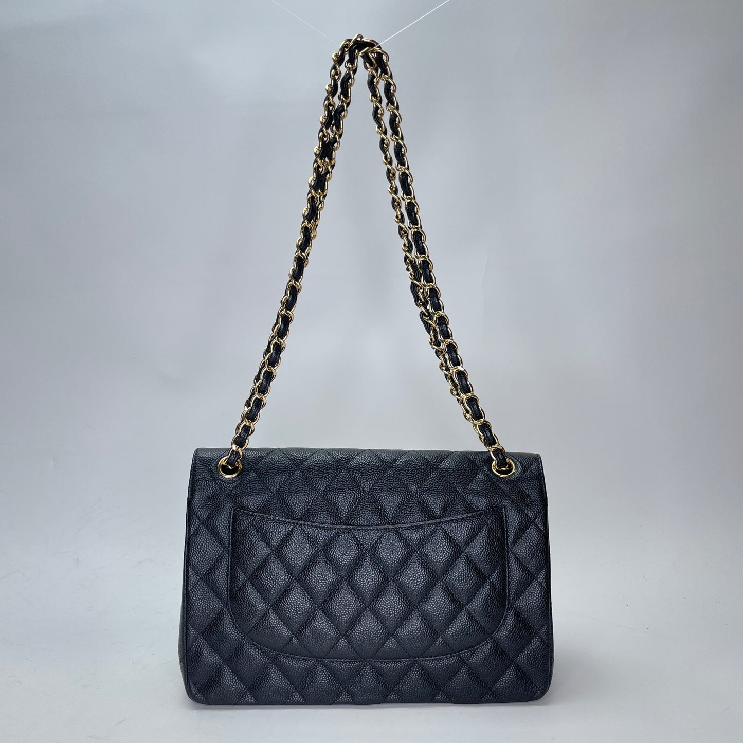Classic Flap Jumbo Black Shoulder Bag in Caviar Leather, Gold hardware