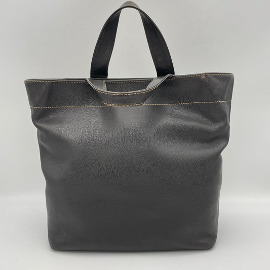 CC 2Way Tote Bag Brown Top Handle Bag in Caviar Leather, Silver hardware