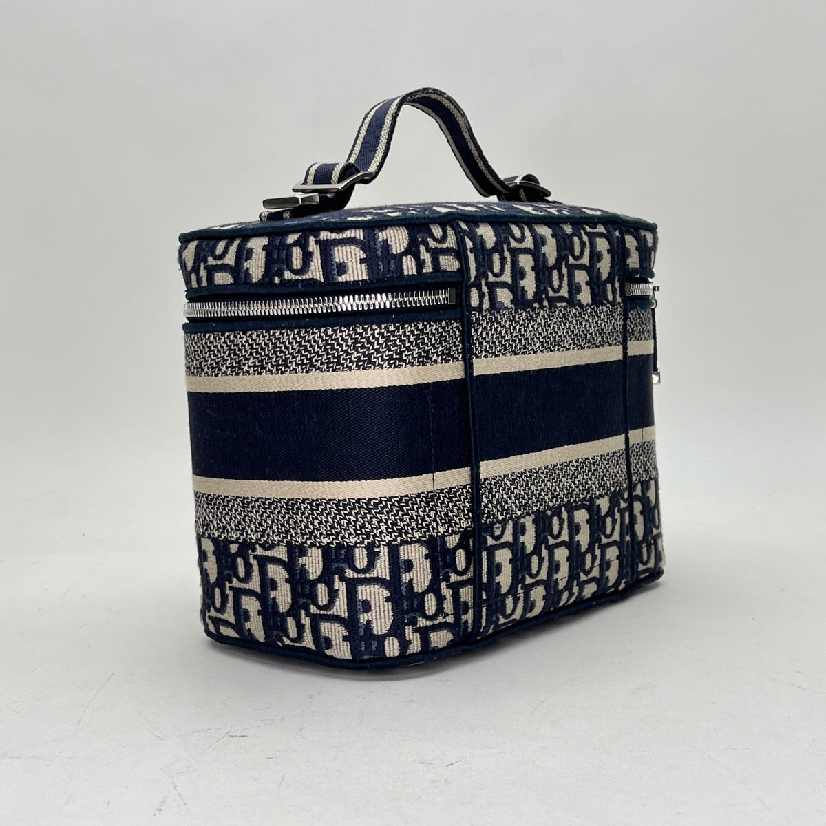 Travel vanity Navy Vanity Bag in Jacquard, Silver hardware