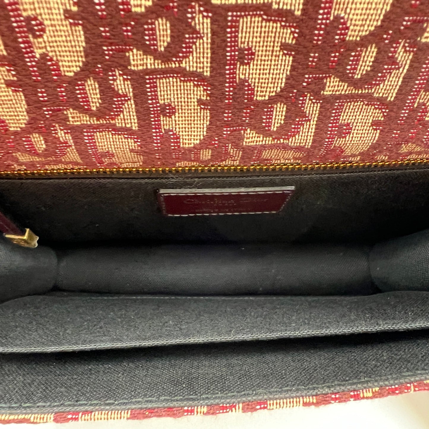 30 Montaigne Red Shoulder Bag in Jacquard, Gold hardware